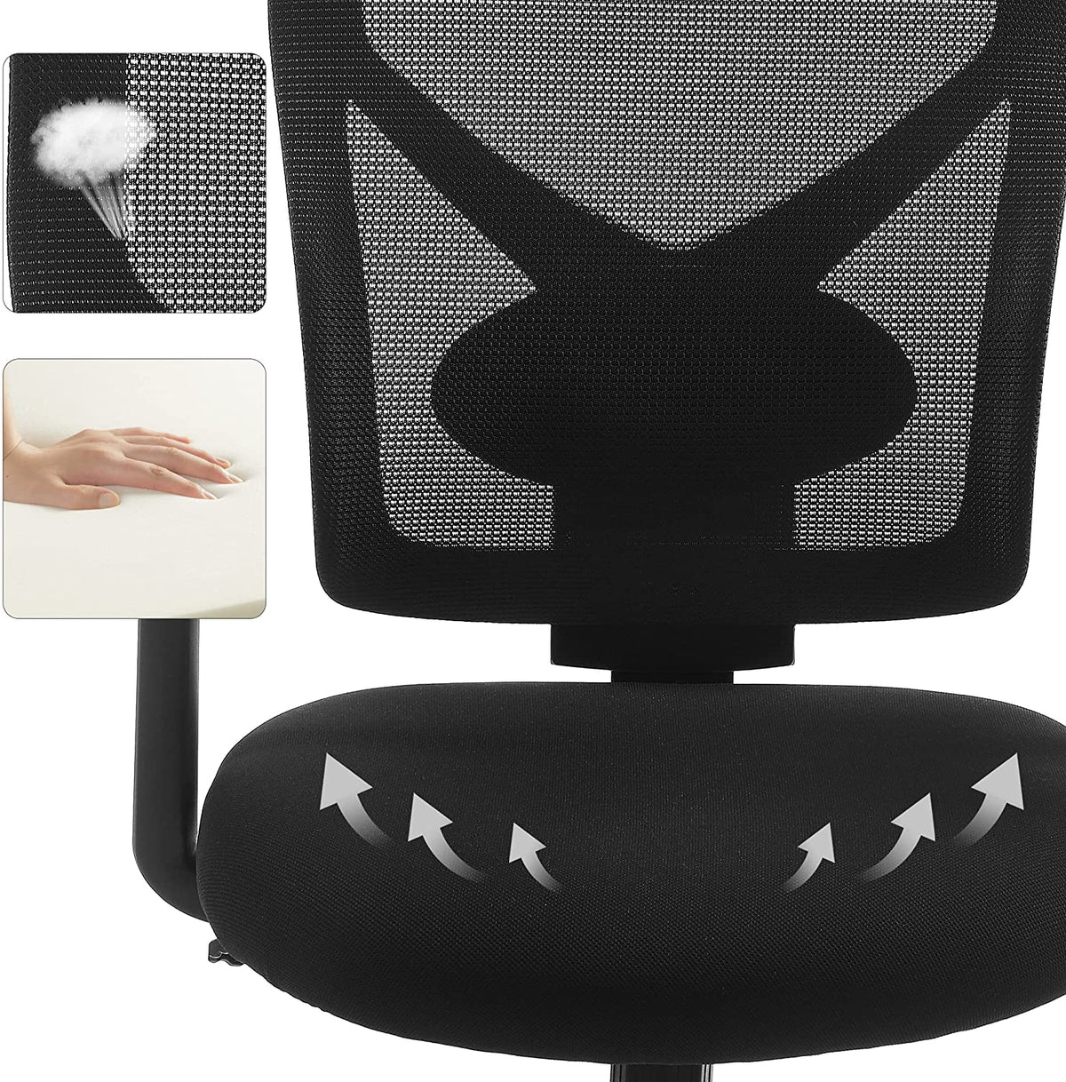 Bürostuhl - Ergonomischer Bürostuhl mit Wippmechanismus - Verstellbare Armlehnen - Netzgewebe
