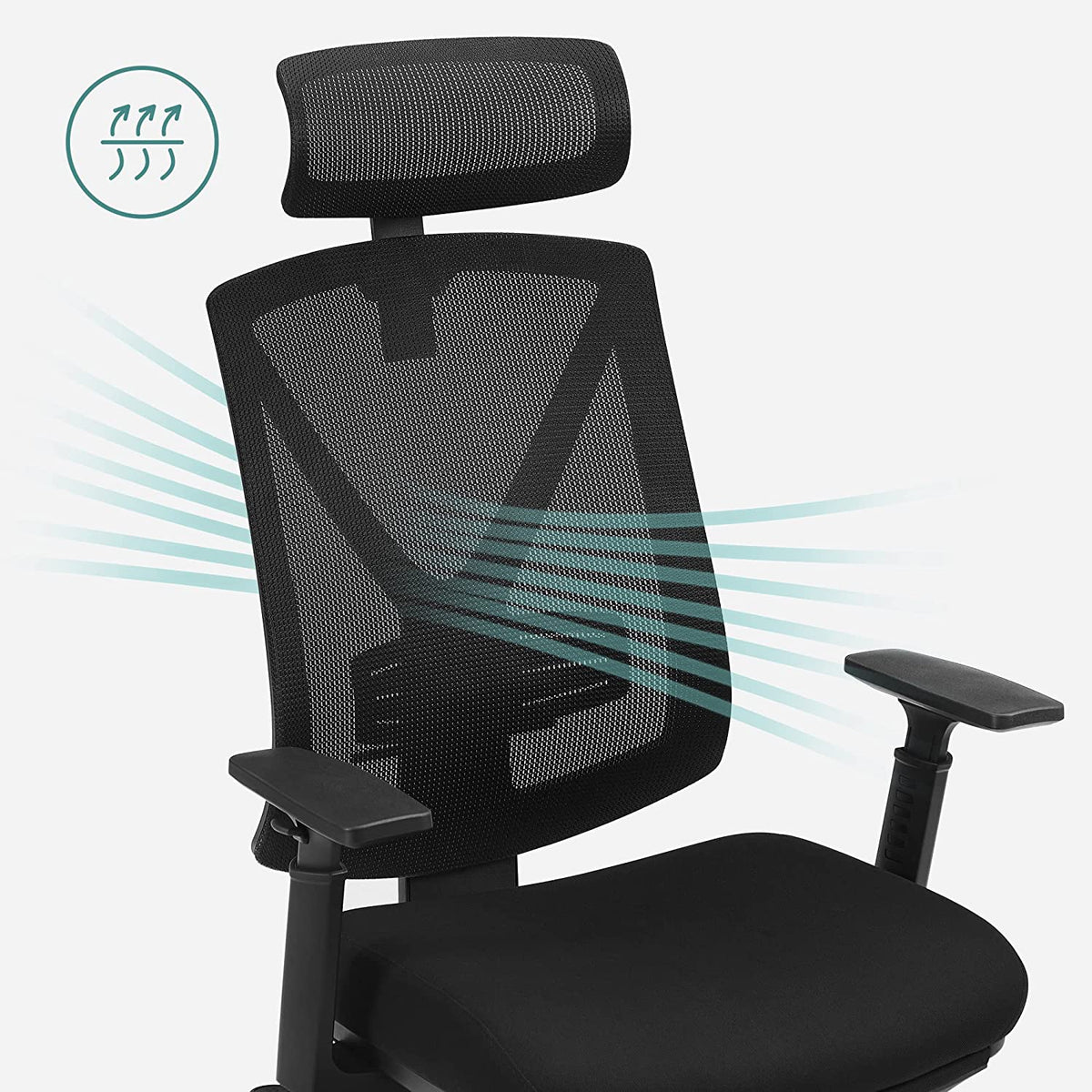 Ergonomischer Bürostuhl mit Fußstütze – Netzrückenlehne – verstellbare Lordosenstütze und Kopfstütze – 150 kg belastbar