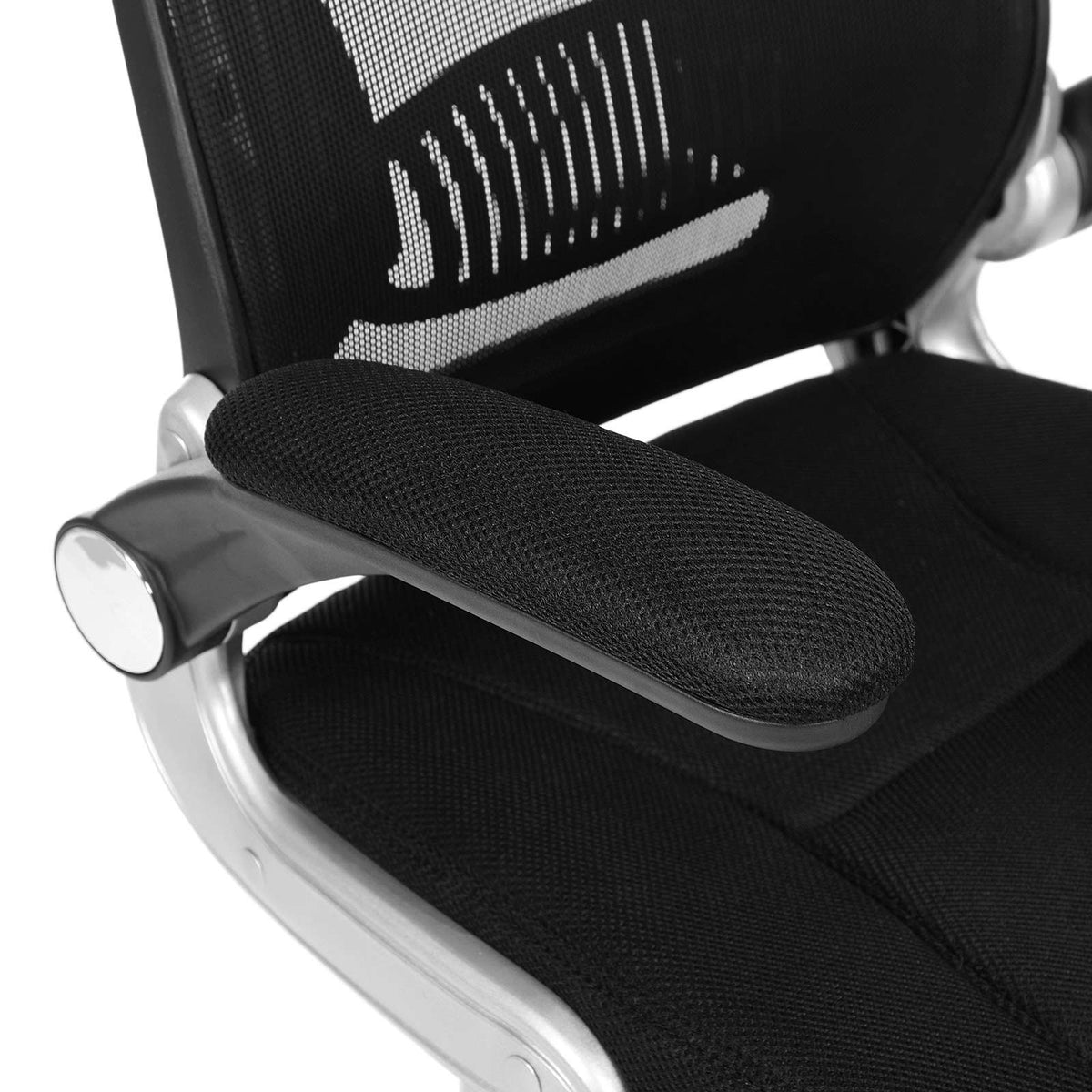 Ergonomischer Bürostuhl Schwarz – Mit Netzrückenlehne, Kopfstütze & klappbaren Armlehnen – Bis 150 kg belastbar