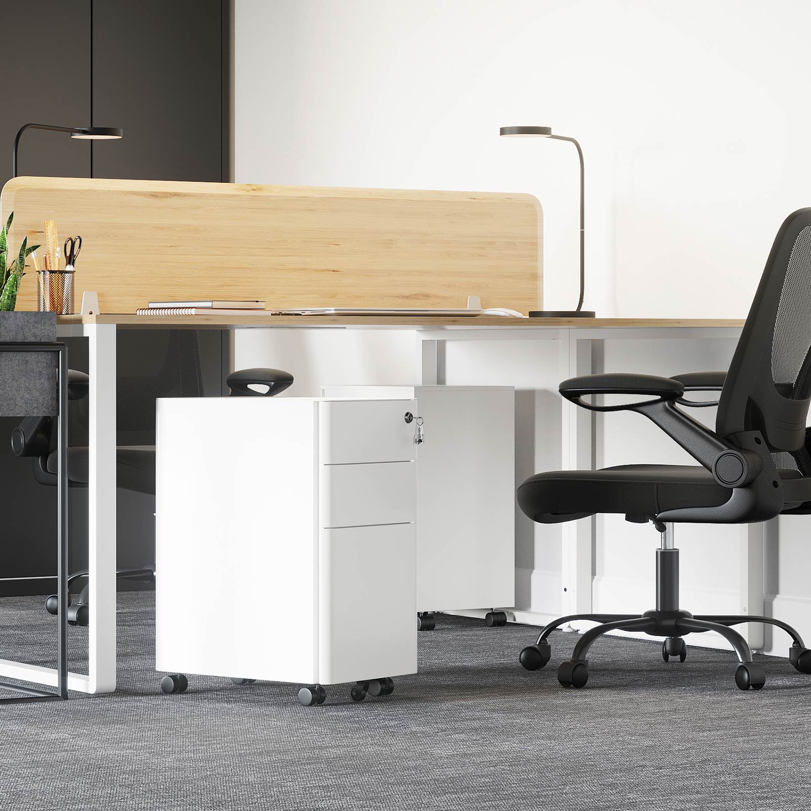Aktenschrank mit 3 Schubladen - Schubladenelement - Schrank mit Rollen