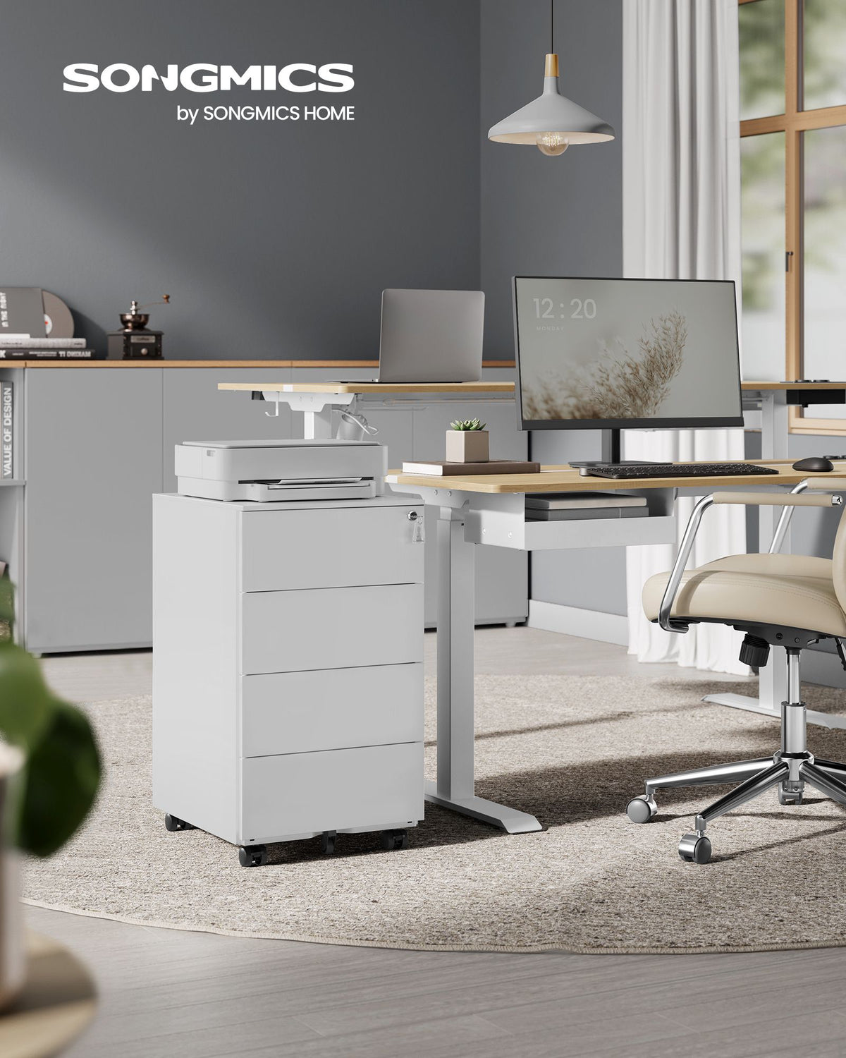 Metallschubladenschrank mit 3 Schubladen – Kompakter Büroschrank auf Rollen – Robustes und sicheres Design
