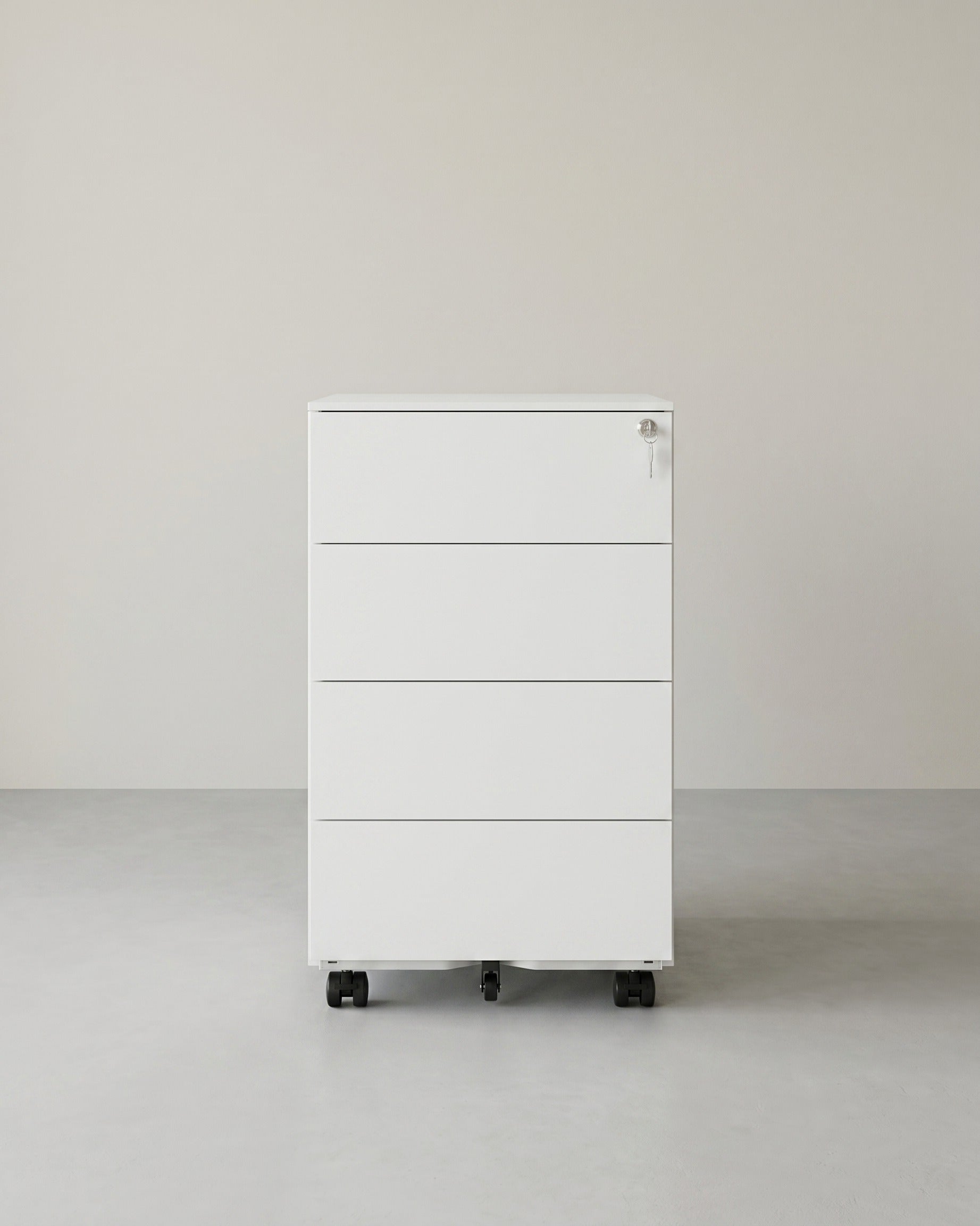 Metallschubladenschrank mit 3 Schubladen – Kompakter Büroschrank auf Rollen – Robustes und sicheres Design – Wolkenweiß