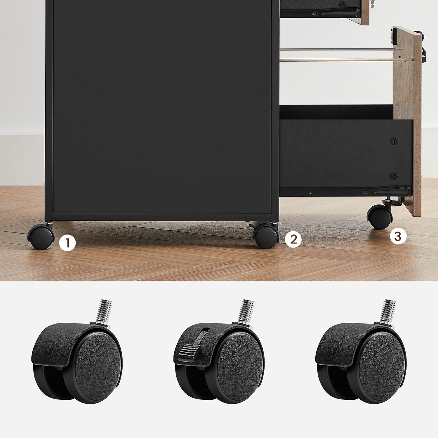 Rollcontainer mit Schubladen – Industriedesign – Hängeregistraturauszug – 69 cm hoch – auf Rollen – bis 60 kg belastbar