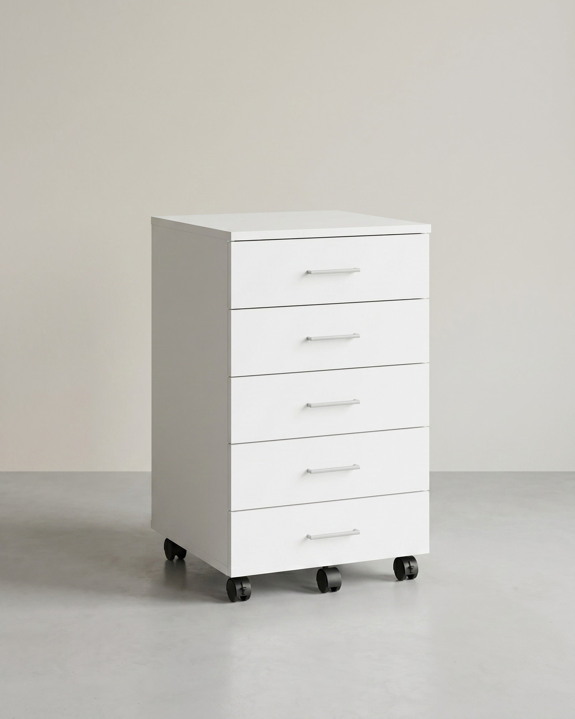 Rollcontainer mit 5 Schubladen – 40 x 42 x 65,7 cm – Weiß
