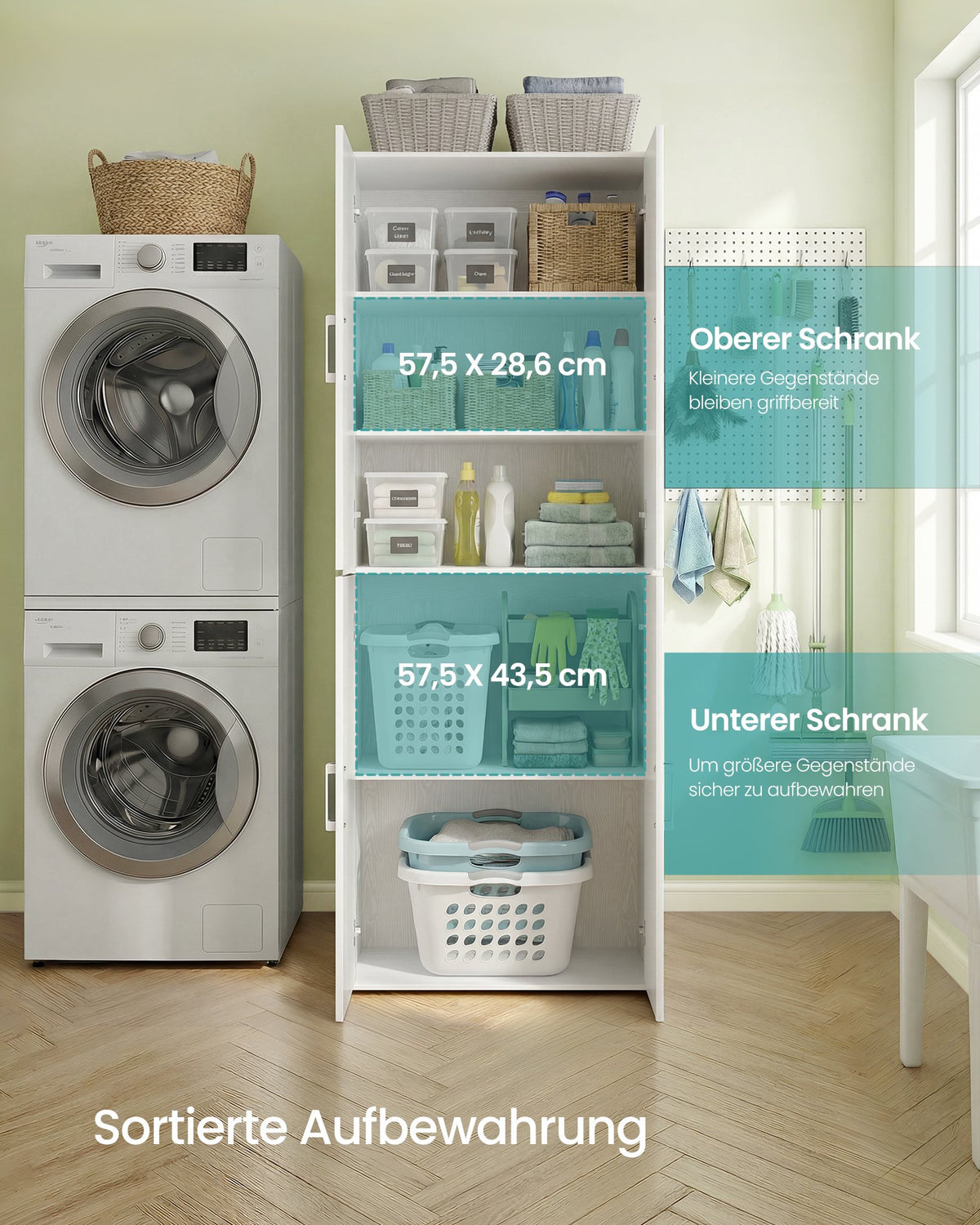 Aufbewahrungsschrank mit 4 Türen und 5 Fächern – Multifunktionsschrank – für Büro, Schlafzimmer und Wohnzimmer