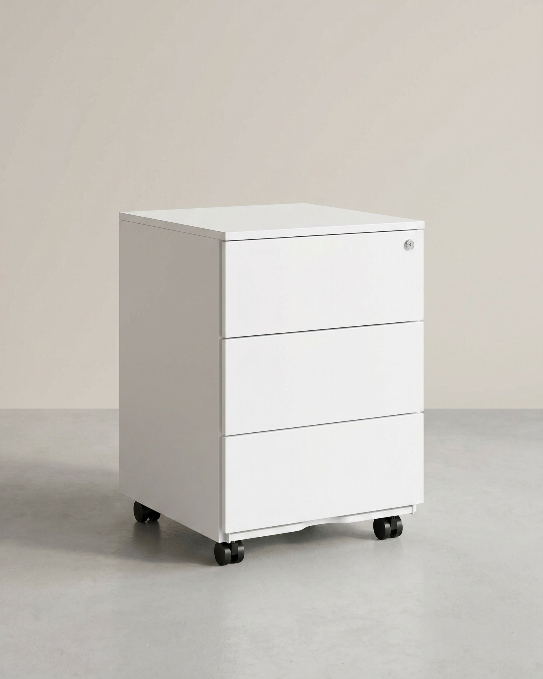 Metallschubladenschrank mit 3 Schubladen – Kompakter Büroschrank auf Rollen – Robustes und sicheres Design – Weiß