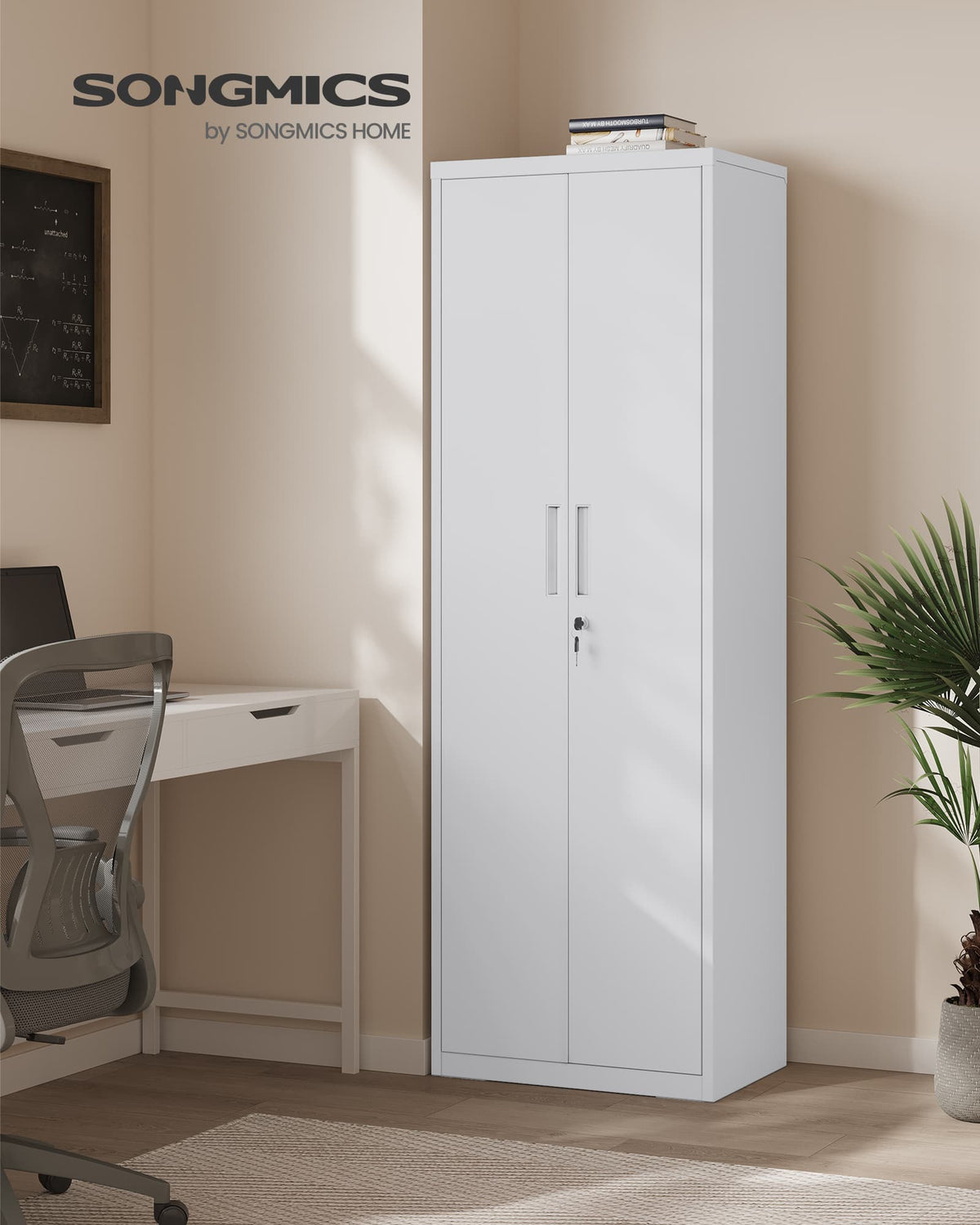 Aktenschrank aus Metall – 180 cm hoch – Schloss und Schlüssel – verstellbare Regalböden