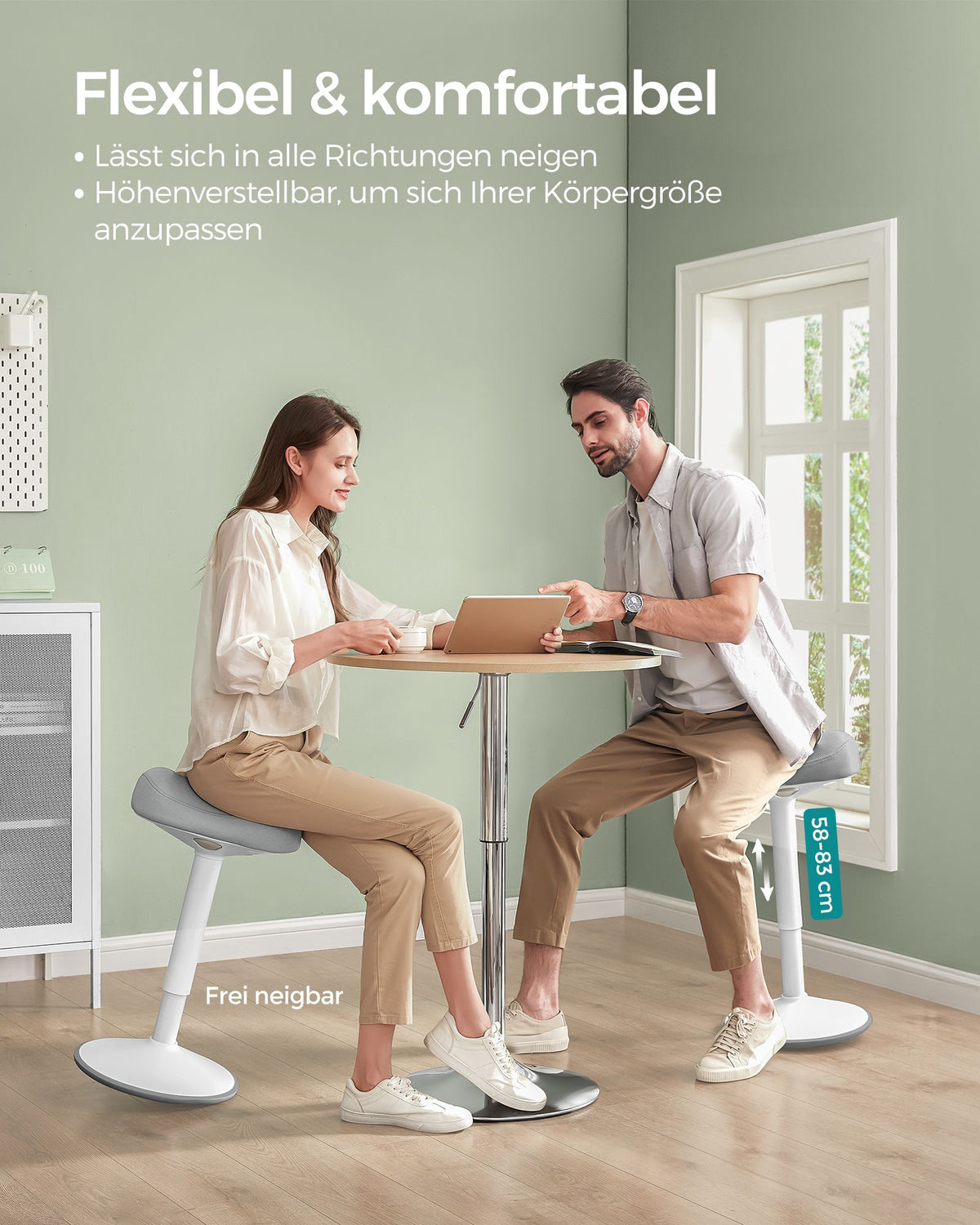 Ergonomischer Sattelhocker – Verstellbares Stahlgestell – Bequemer und aktiver Sitzkomfort