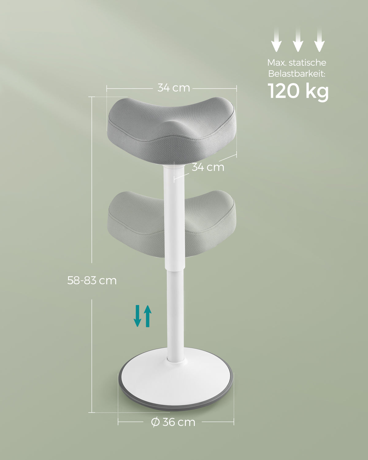 Ergonomischer Sattelhocker – Verstellbares Stahlgestell – Bequemer und aktiver Sitzkomfort