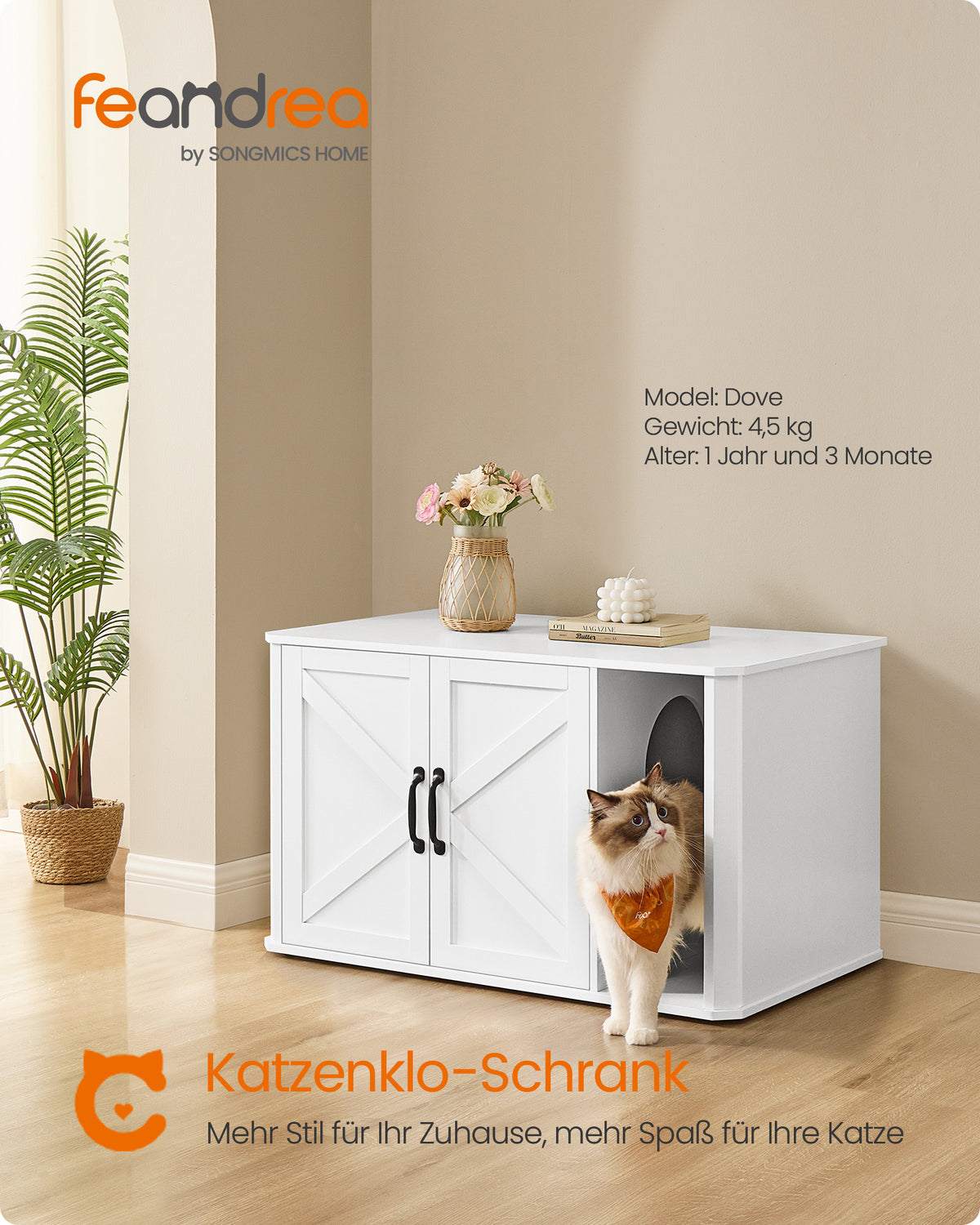Katzentoilette – Modernes Design – Doppeltür – Griffe – 85 x 48,5 x 50 cm – Spanplatte