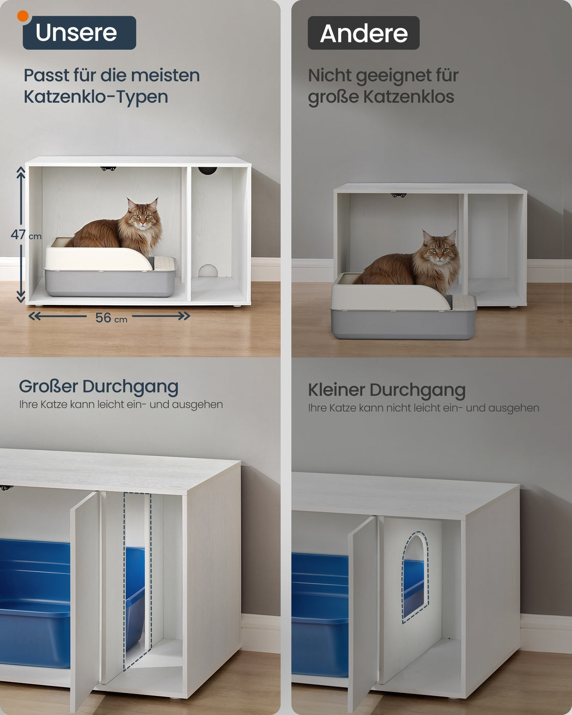 Katzentoilette mit Push-to-Open-Türen - Katzenhaus