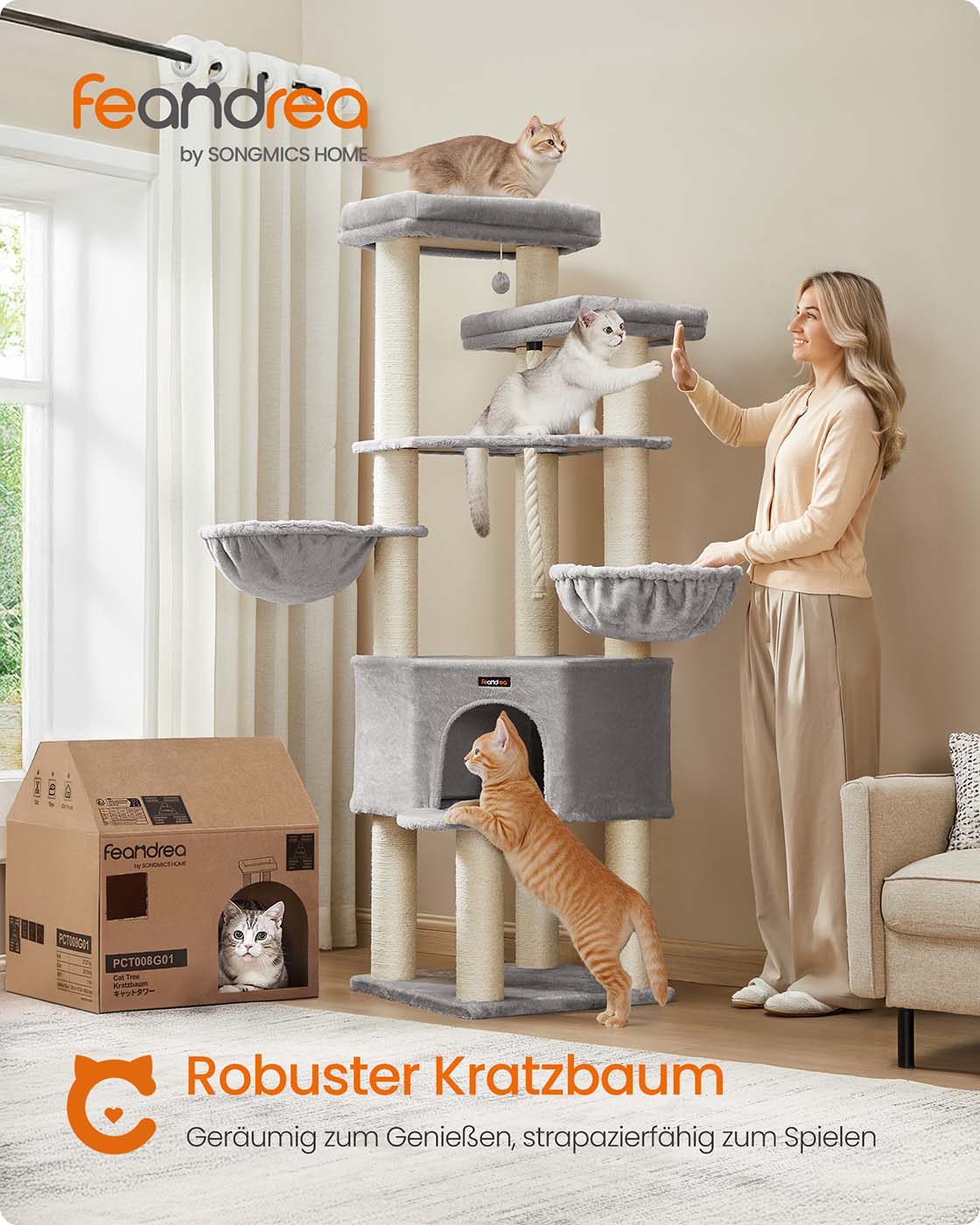 Katzenkratzbaum – XXL-Kratzmöbel mit 13 Kratzstämmen – 187 cm hoch