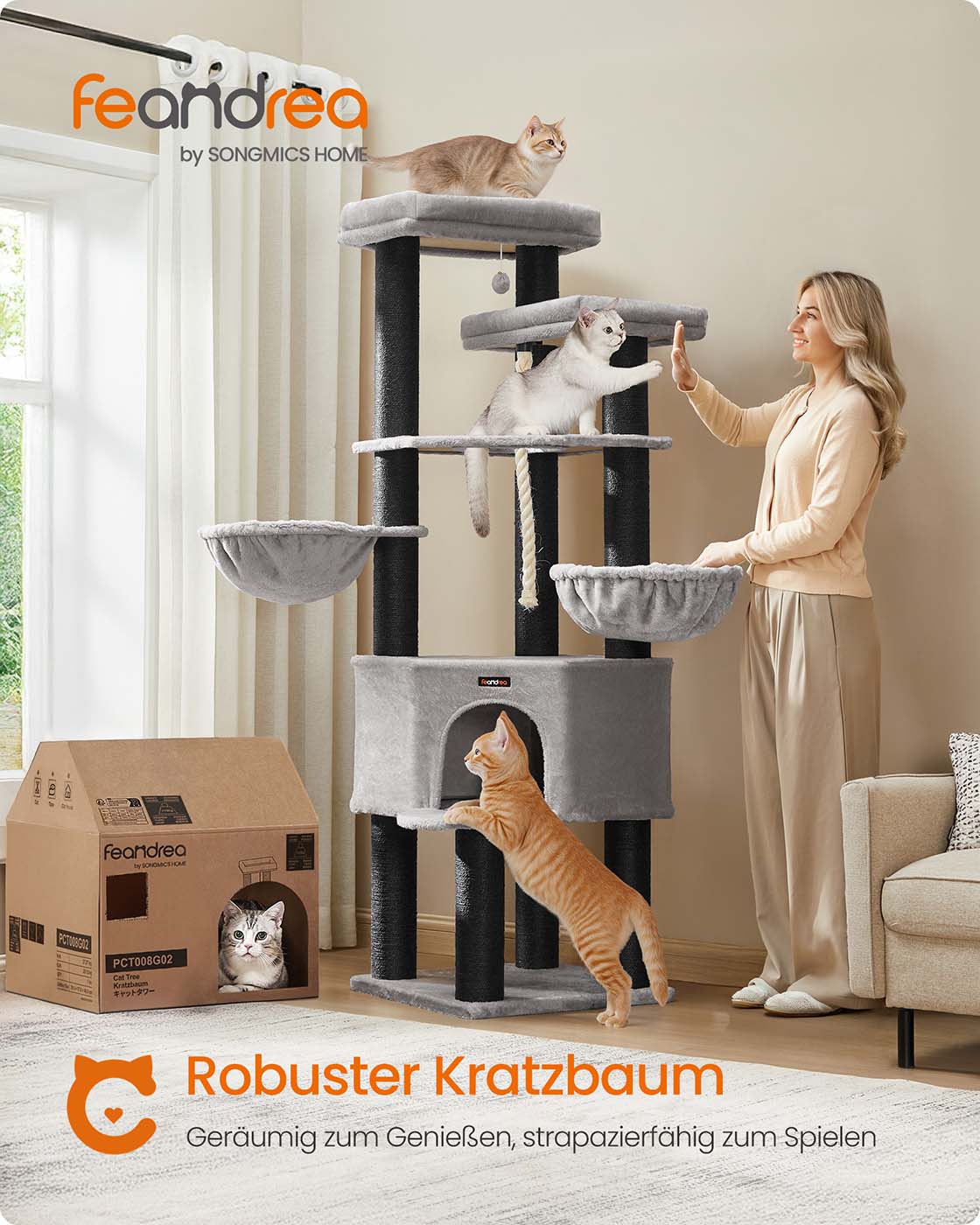 Katzenkratzbaum – XXL-Kratzmöbel mit 13 Kratzstämmen – 187 cm hoch