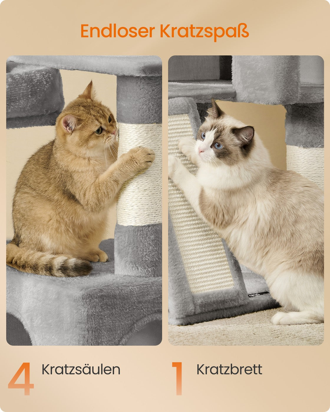 Kratzbaum Mit 3 Plattformen - Stabile Sisalumwicklung - Für Kleine Und Mittelgroße Katzen