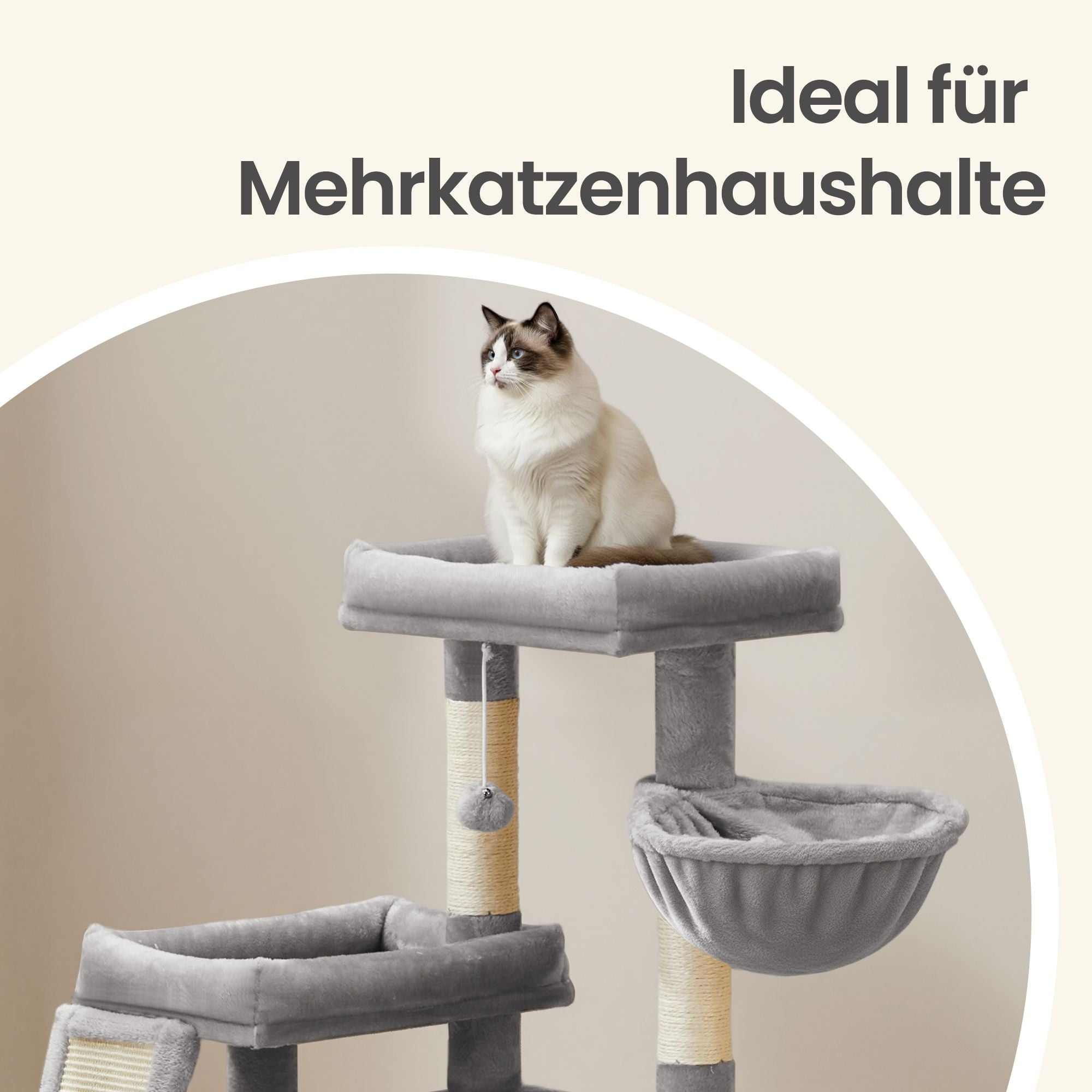 Kratzbaum Mit Höhle - Mit Rampe, Körbchen Und 2 Plattformen - Mit Sisal