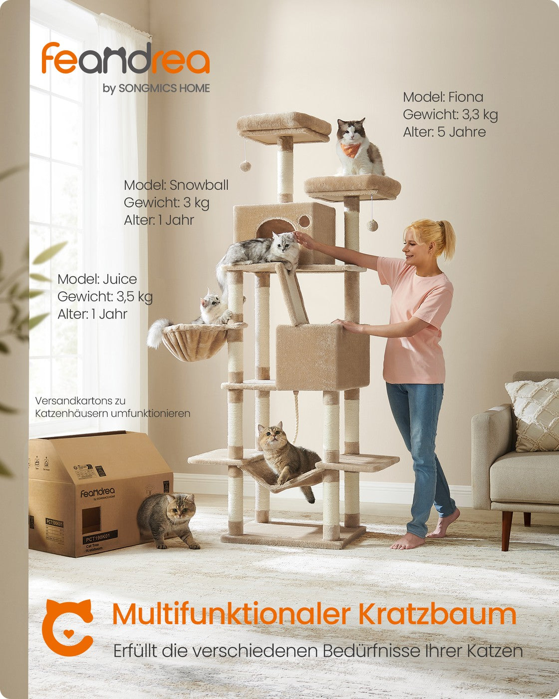 Kratzbaum 206 cm – Der ultimative Spiel- und Ruheplatz für Ihre Katze