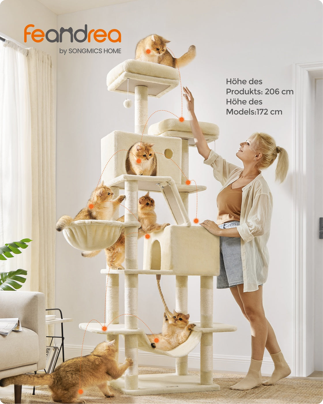 Kratzbaum 206 cm – Der ultimative Spiel- und Ruheplatz für Ihre Katze