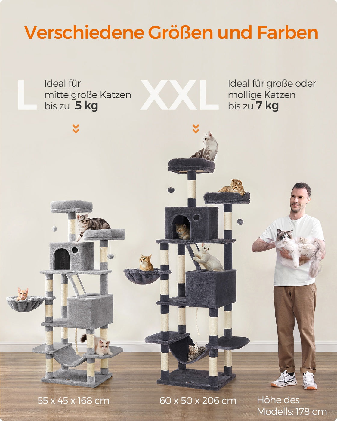 Kratzbaum 206 cm – Der ultimative Spiel- und Ruheplatz für Ihre Katze