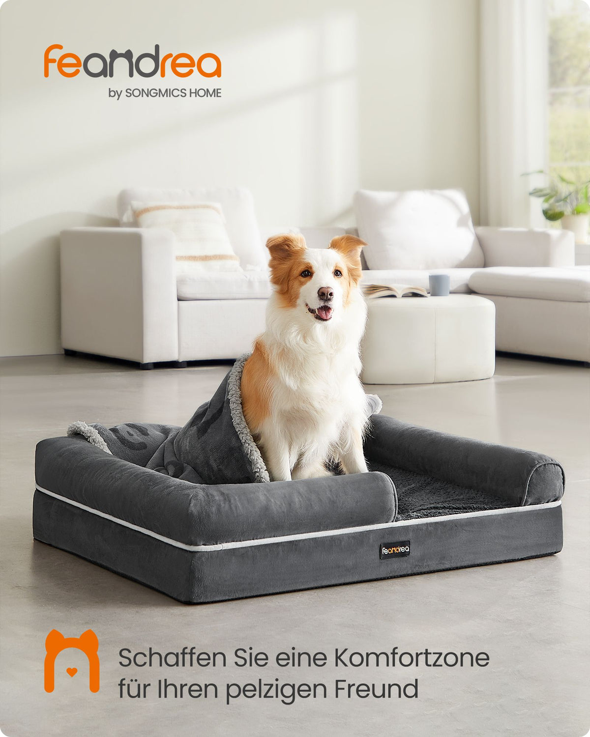Bequemes Hundebett mit erhöhtem Rand - Hundekorb