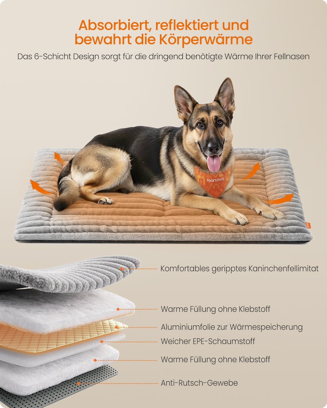 Hundebett – Waschmaschinenfest – Verschiedene Größen – Gerippt – PP-Füllung