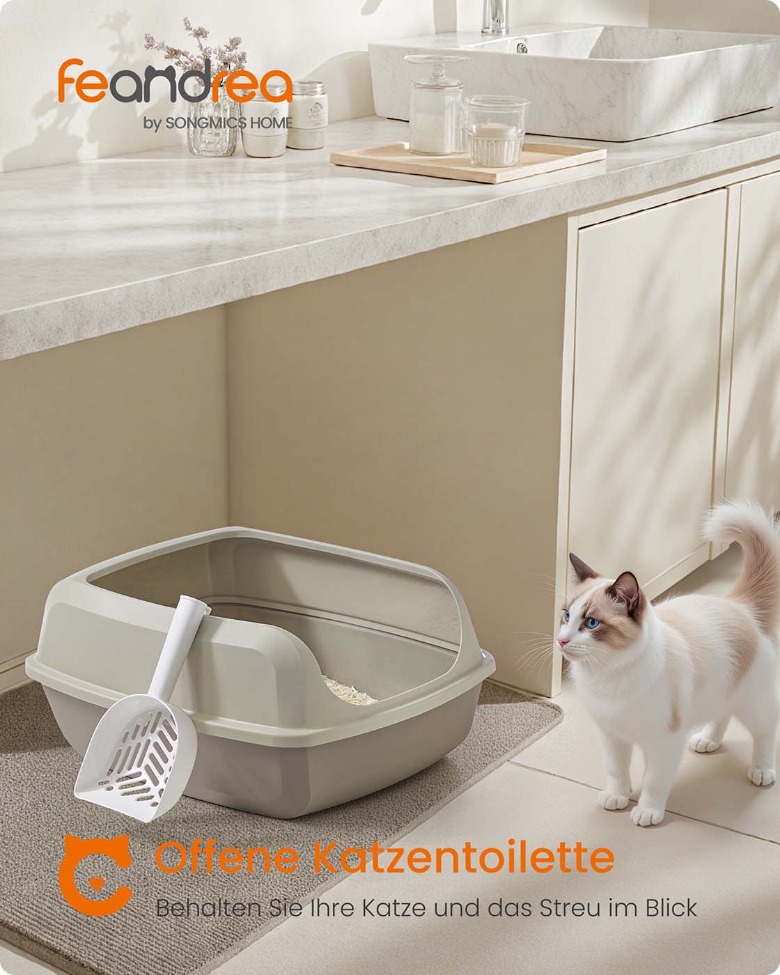 Katzentoilette – Offen – Hohe Ränder – XXL – Material PP