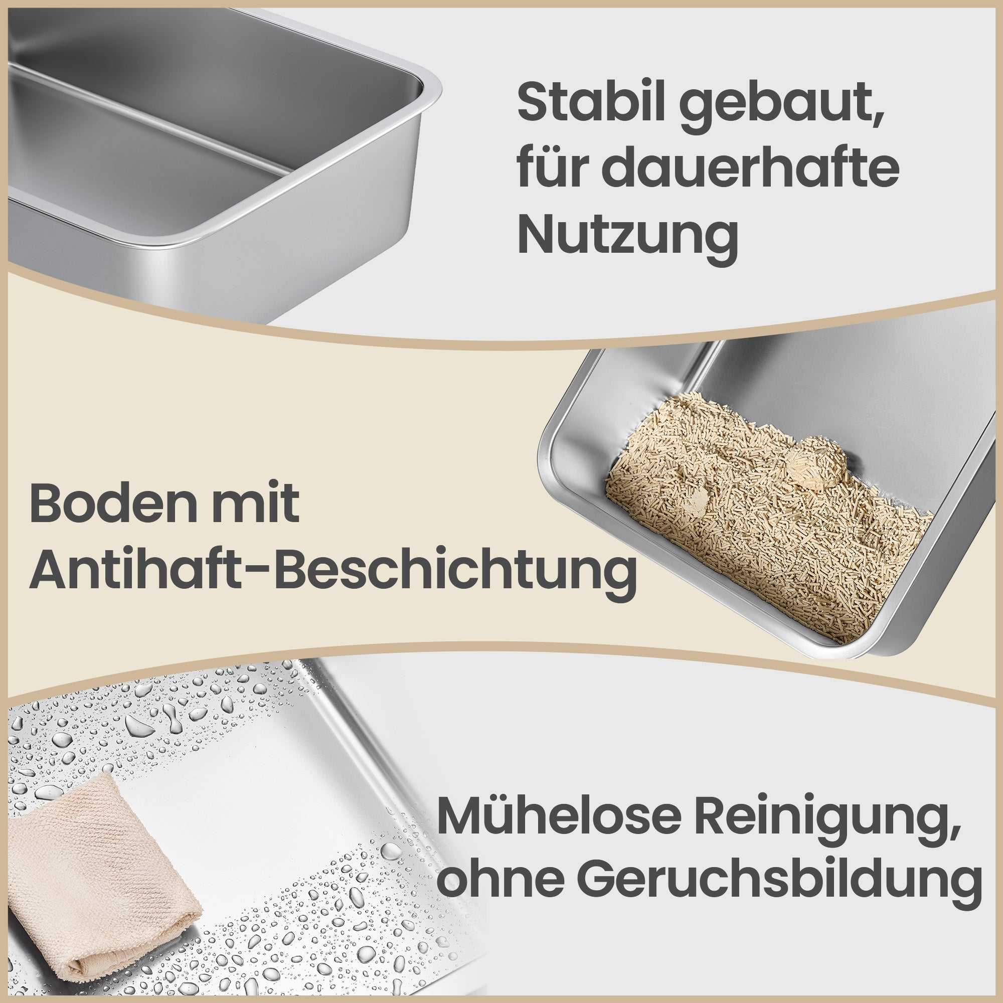 Offene Katzentoilette Aus Edelstahl - Edelstahl-Katzentoilette Mit Schaufel - Für Katzen
