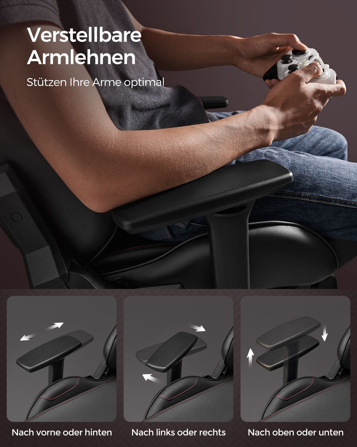 Gaming Bürostuhl – Ergonomisch verstellbar – Mit Fußstütze & Wippfunktion – Belastbar bis 150 kg