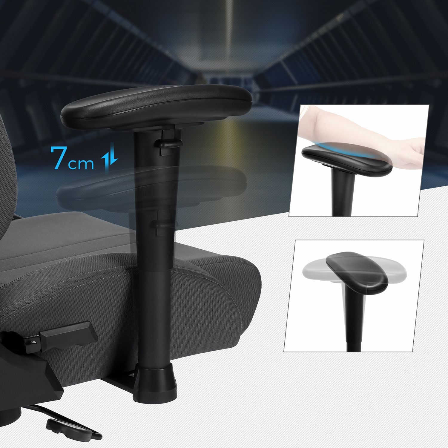 Ergonomischer Gaming-Stuhl – Verstellbarer Bürostuhl – Grau
