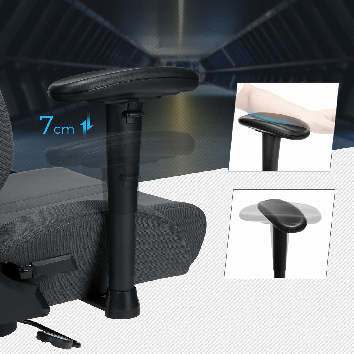 Ergonomischer Gaming-Stuhl – Verstellbarer Bürostuhl – Grau