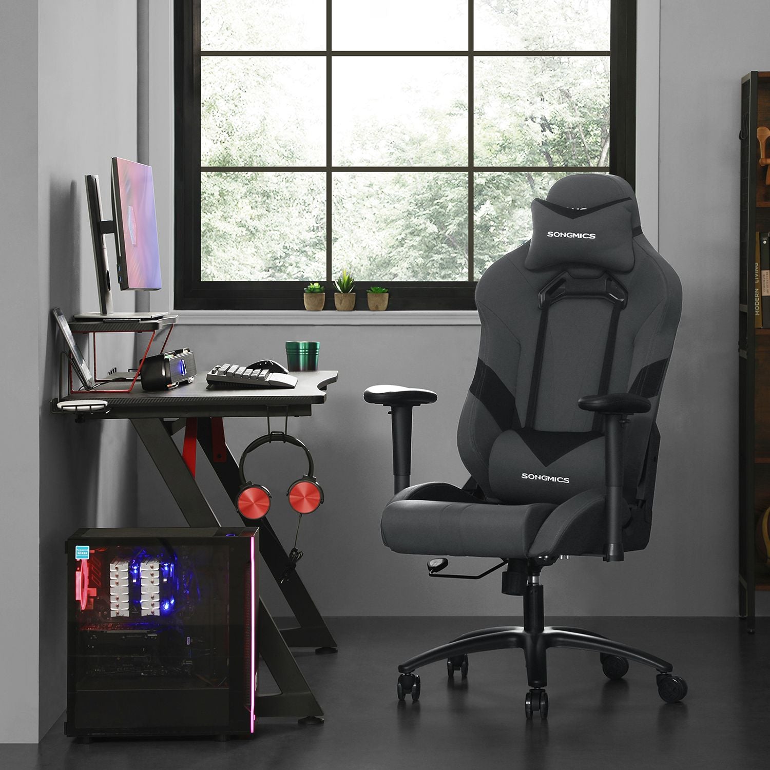 Ergonomischer Gaming-Stuhl – Verstellbarer Bürostuhl – Grau