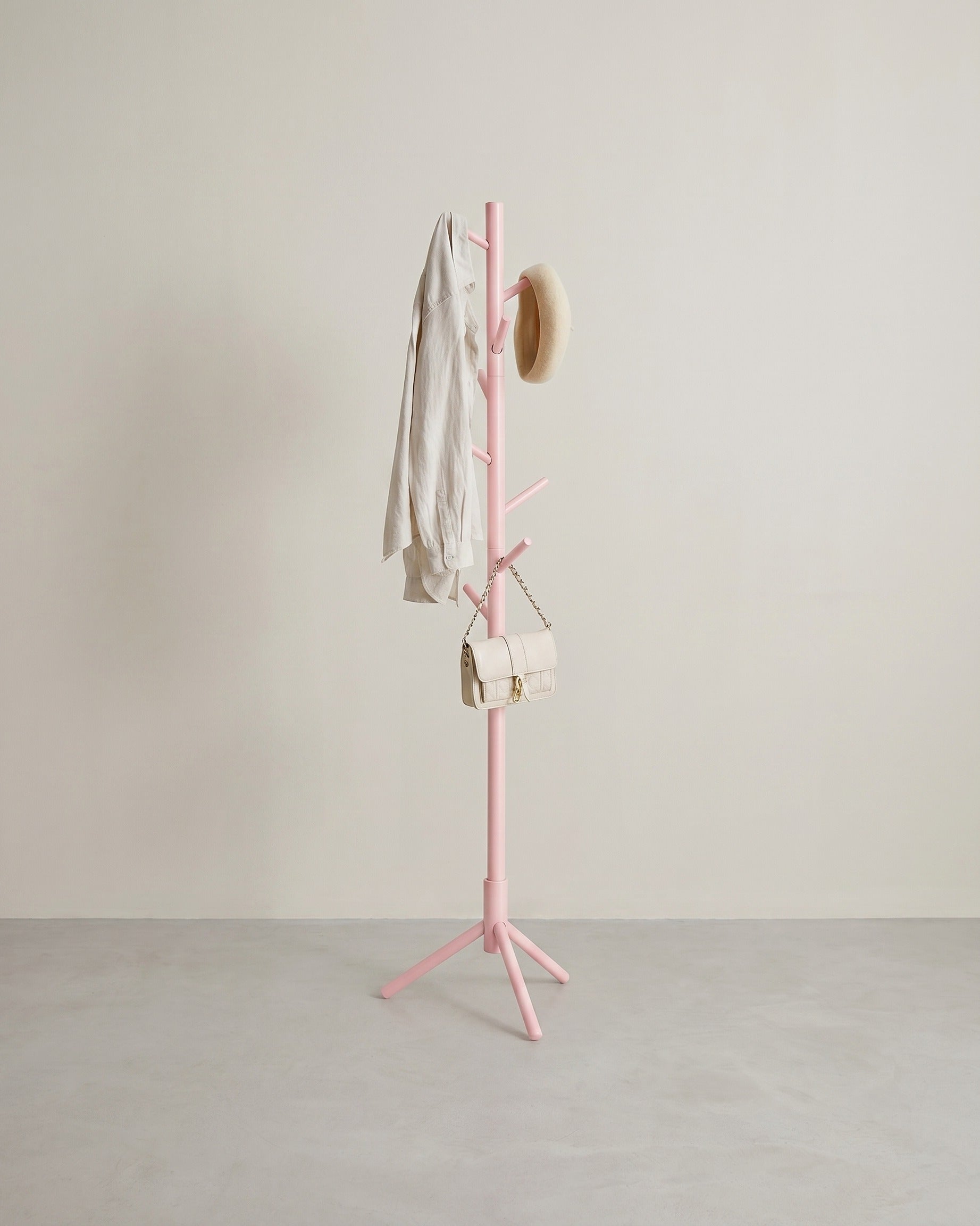 Garderobenständer aus Massivholz mit 8 Haken – Stabil, elegant und einfach zu montieren – Rosa