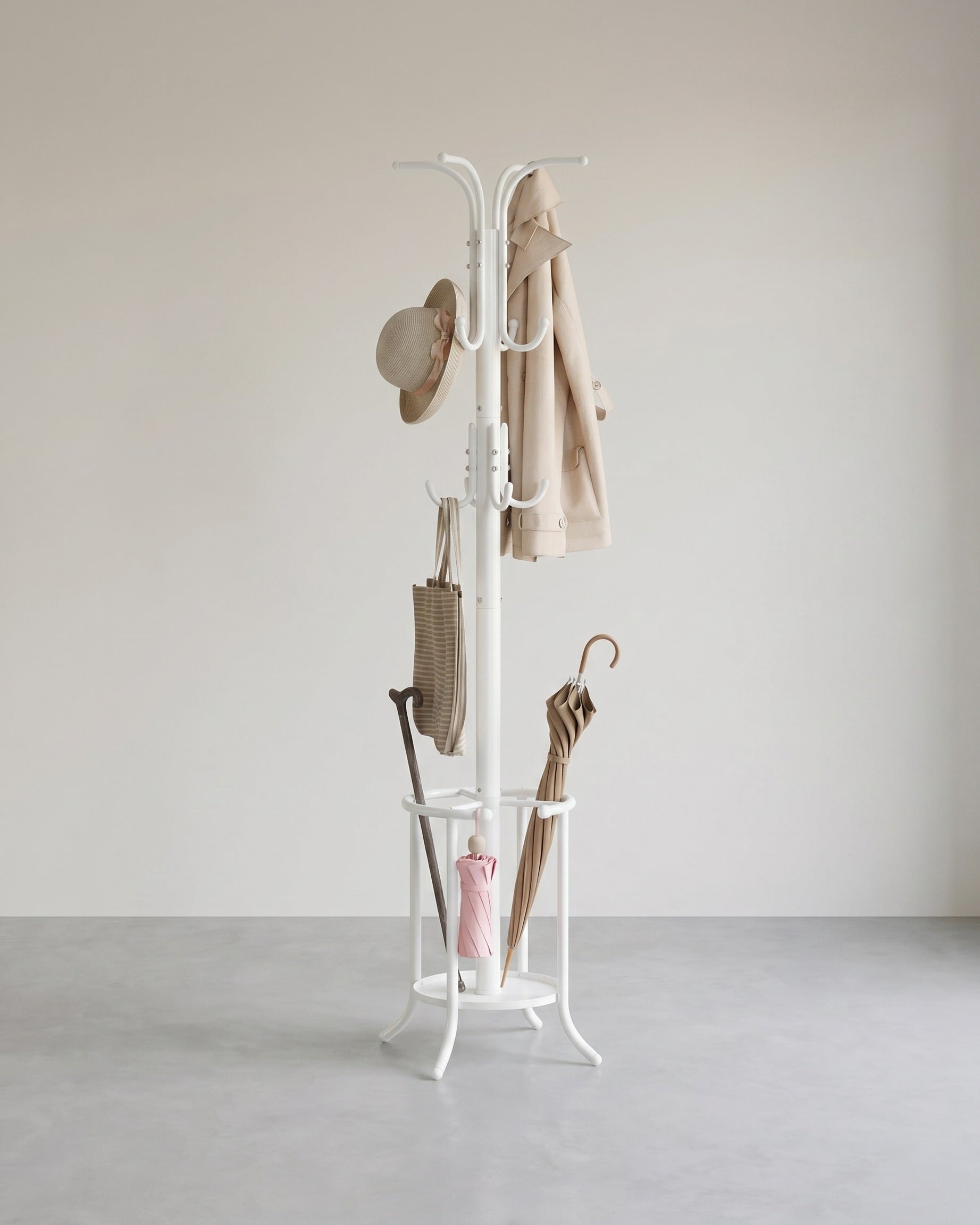 Kleiderständer – Freistehend – Regenschirmhalter – 12 Haken – Metall – 175 cm hoch – 40 x 40 cm