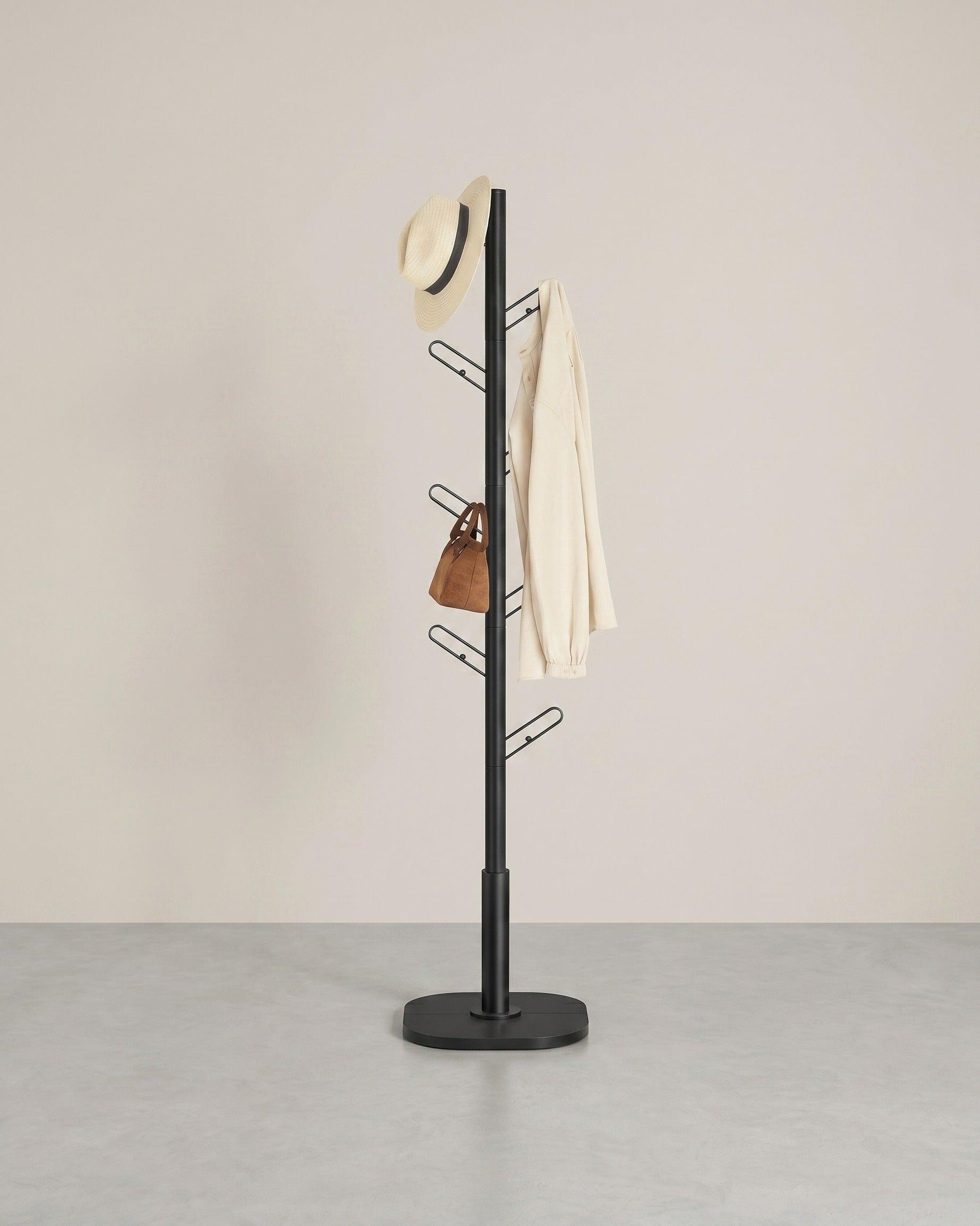 Freistehende Garderobe in Kaktusform – Metall und MDF – 175 cm hoch – Für Mäntel, Taschen, Schals und mehr – Schwarz
