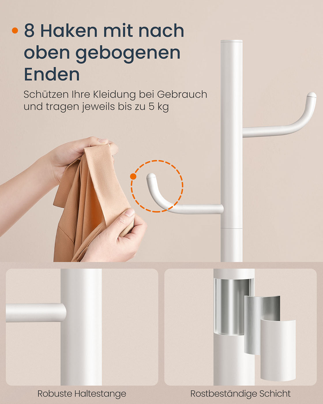 Freistehende Garderobe in Kaktusform – Metall und MDF – 175 cm hoch – Für Mäntel, Taschen, Schals und mehr