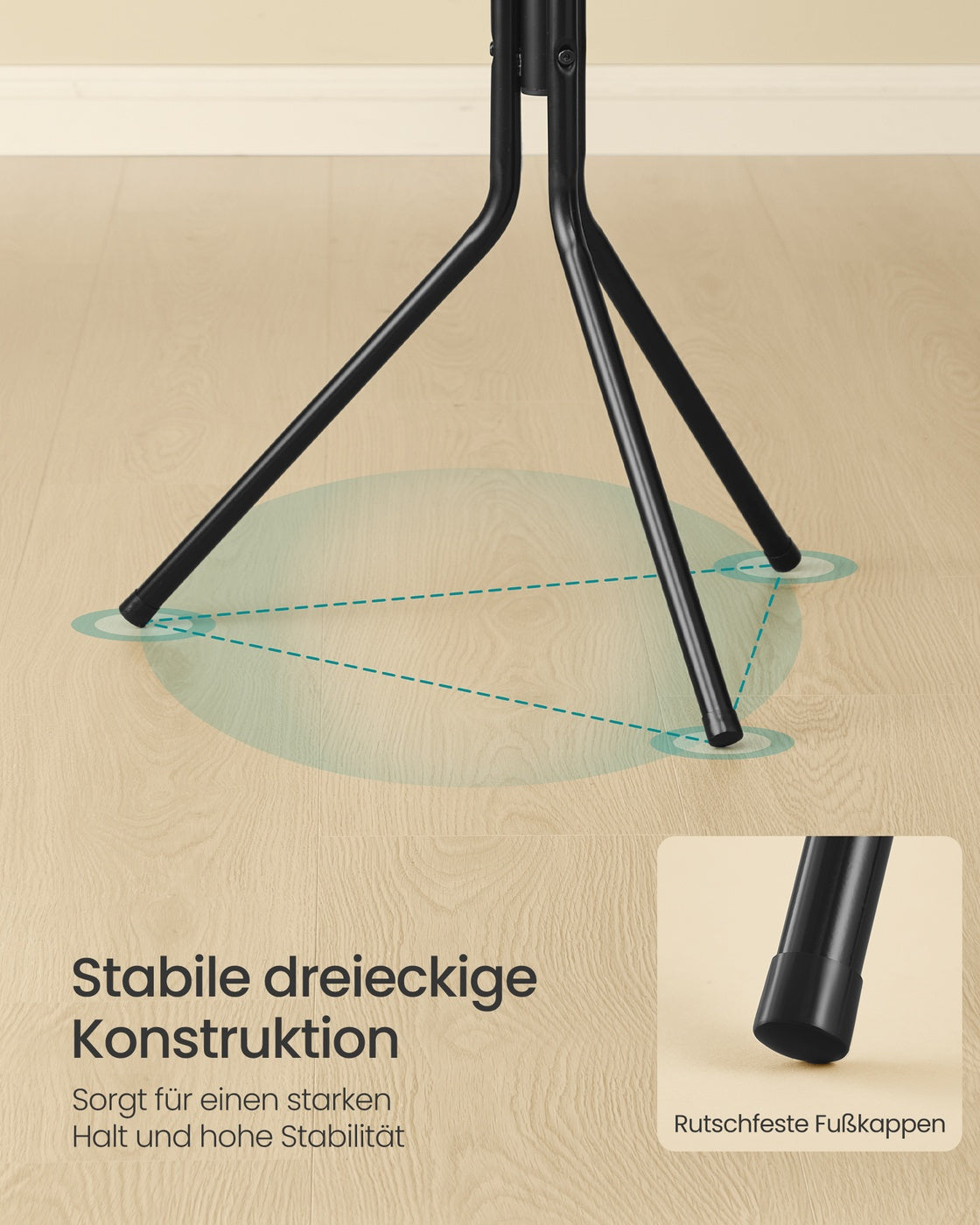 Freistehende Garderobe – mit 16 Haken – Metallgarderobe – freistehender Kleiderschrank für Flur, Schlafzimmer oder Büro