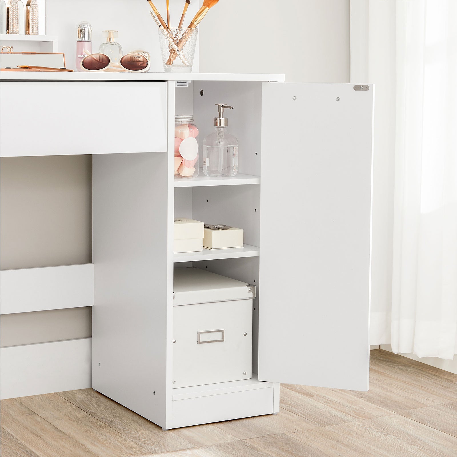 Schminktisch mit Spiegel – Secret Beauty Garden – 80 x 40 x 132 cm – Stauraum & elegantes Design