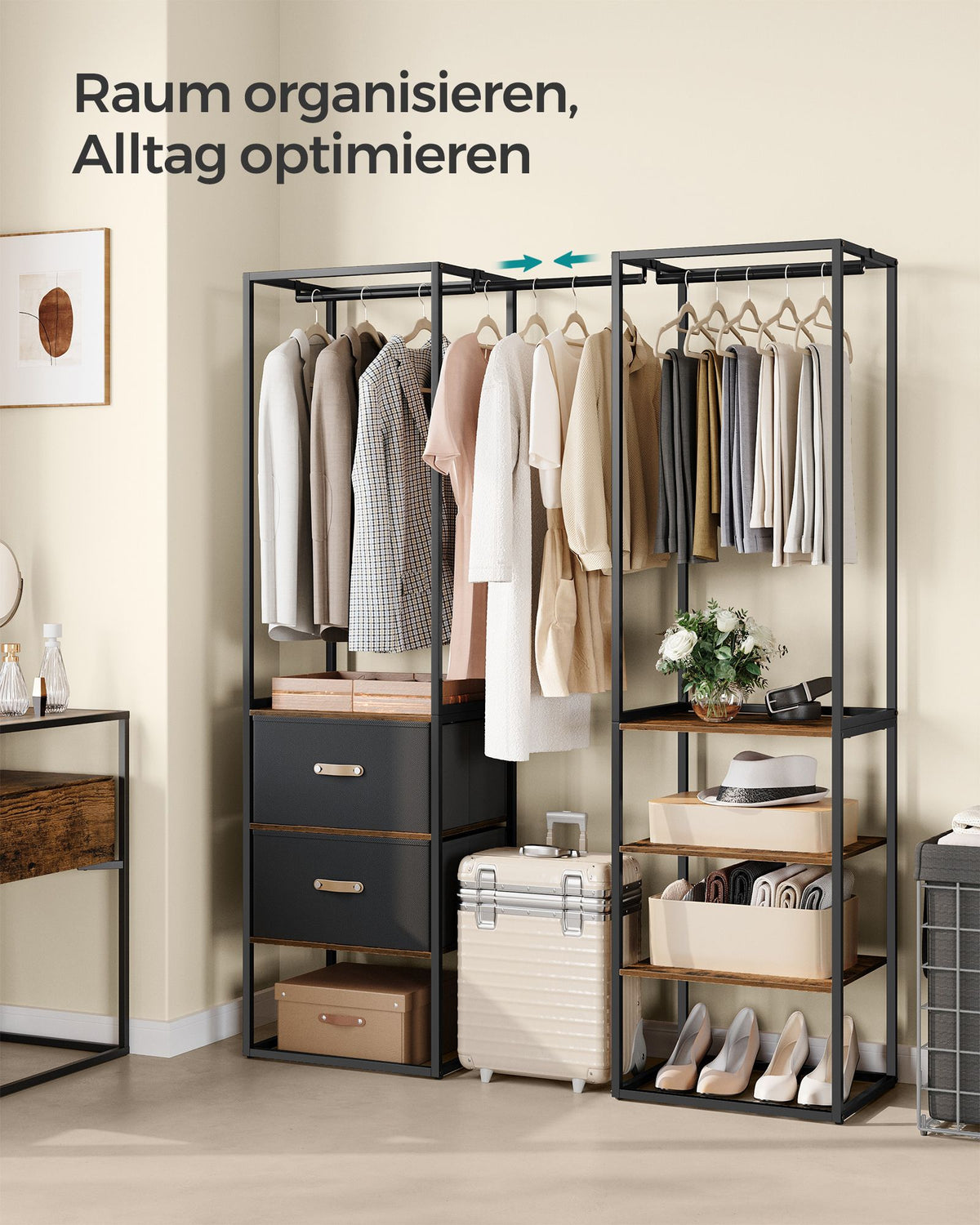 Offener Kleiderschrank mit verstellbarem Design – praktisch und robust