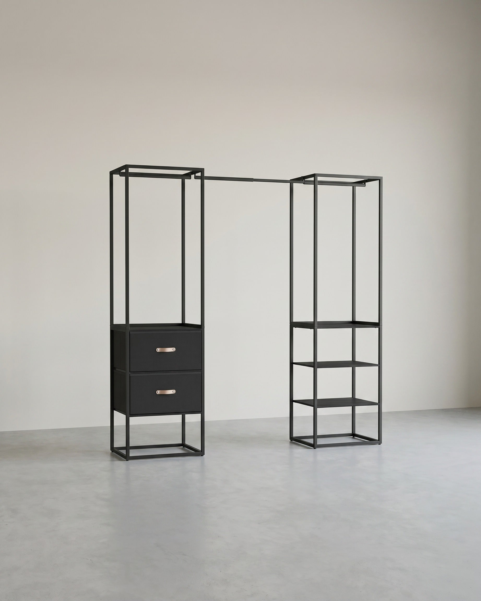 Offener Kleiderschrank mit verstellbarem Design – praktisch und robust – Schwarz