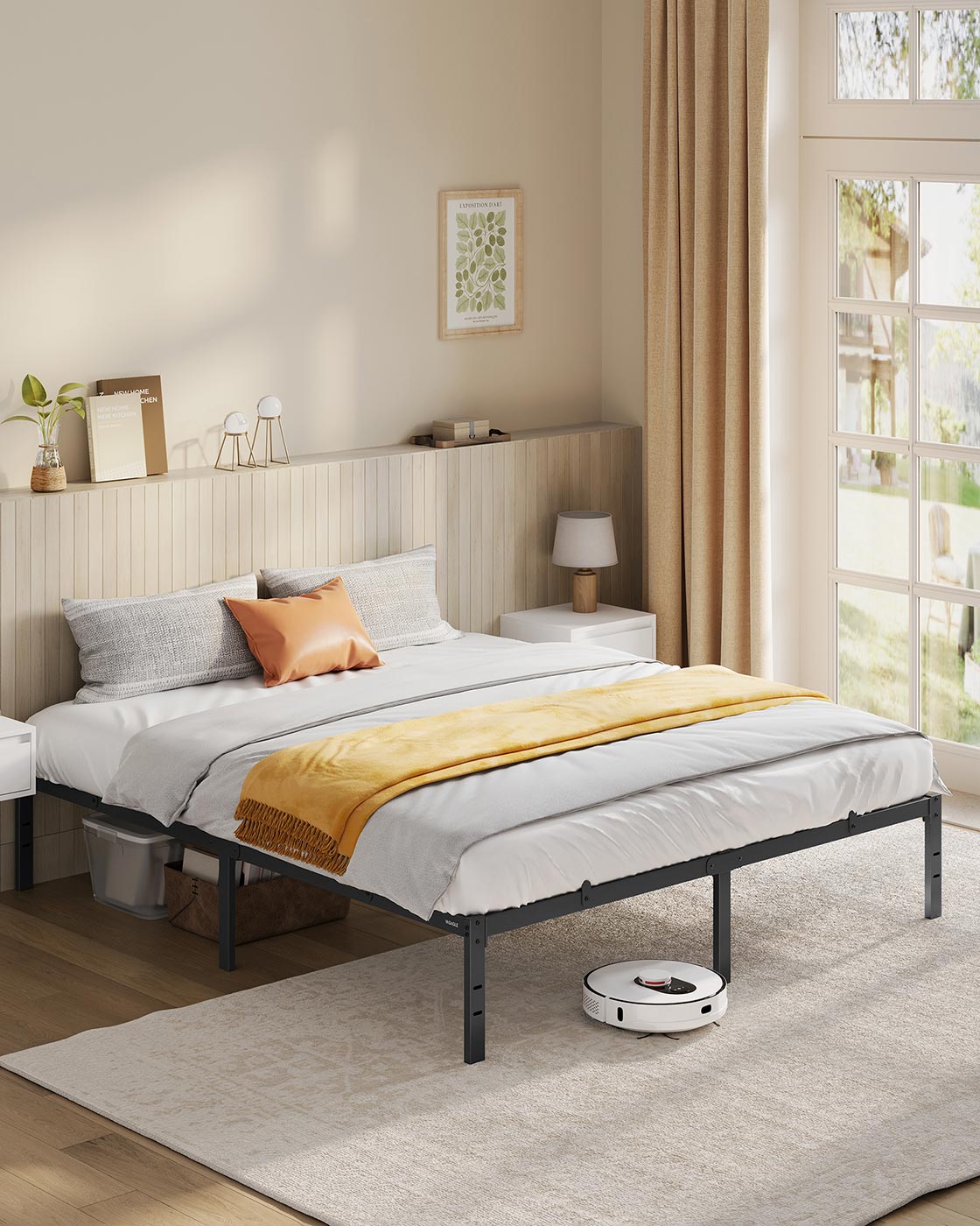 Metallbettgestell – 90/140/160 x 200 cm – Hohes Unterbett – Geräuscharm – Stabil und Robust
