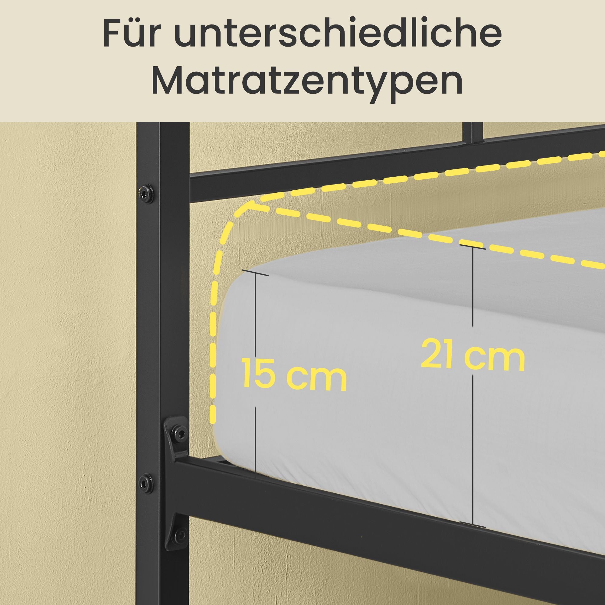 Einzelbettgestell 90 x 190 cm - Metallrahmen - Mit Kopf- Und Fußteil