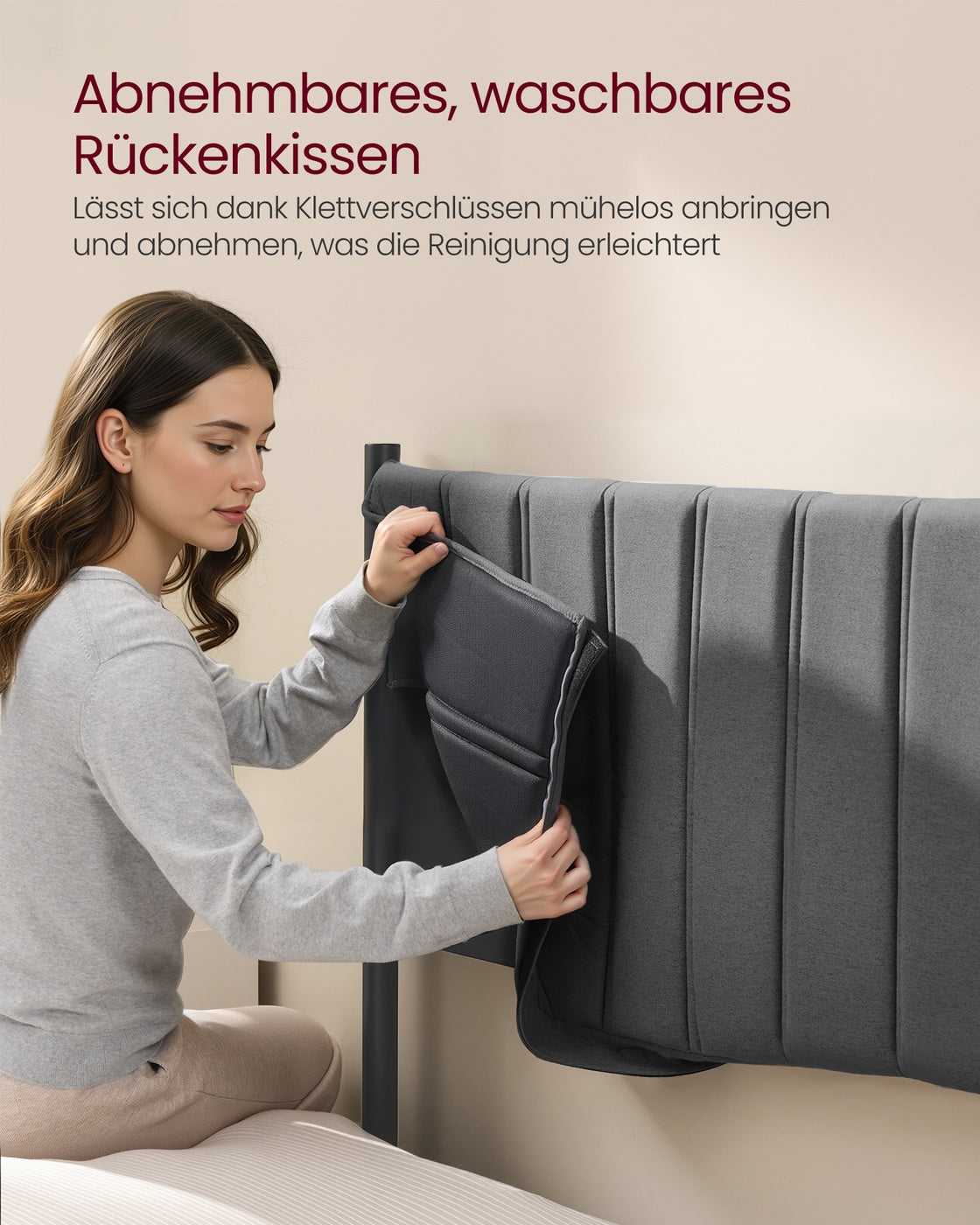 Bettgestell mit Stauraum – Dunkelgrau – Mit komfortablem Kopfteil und Hydrauliksystem