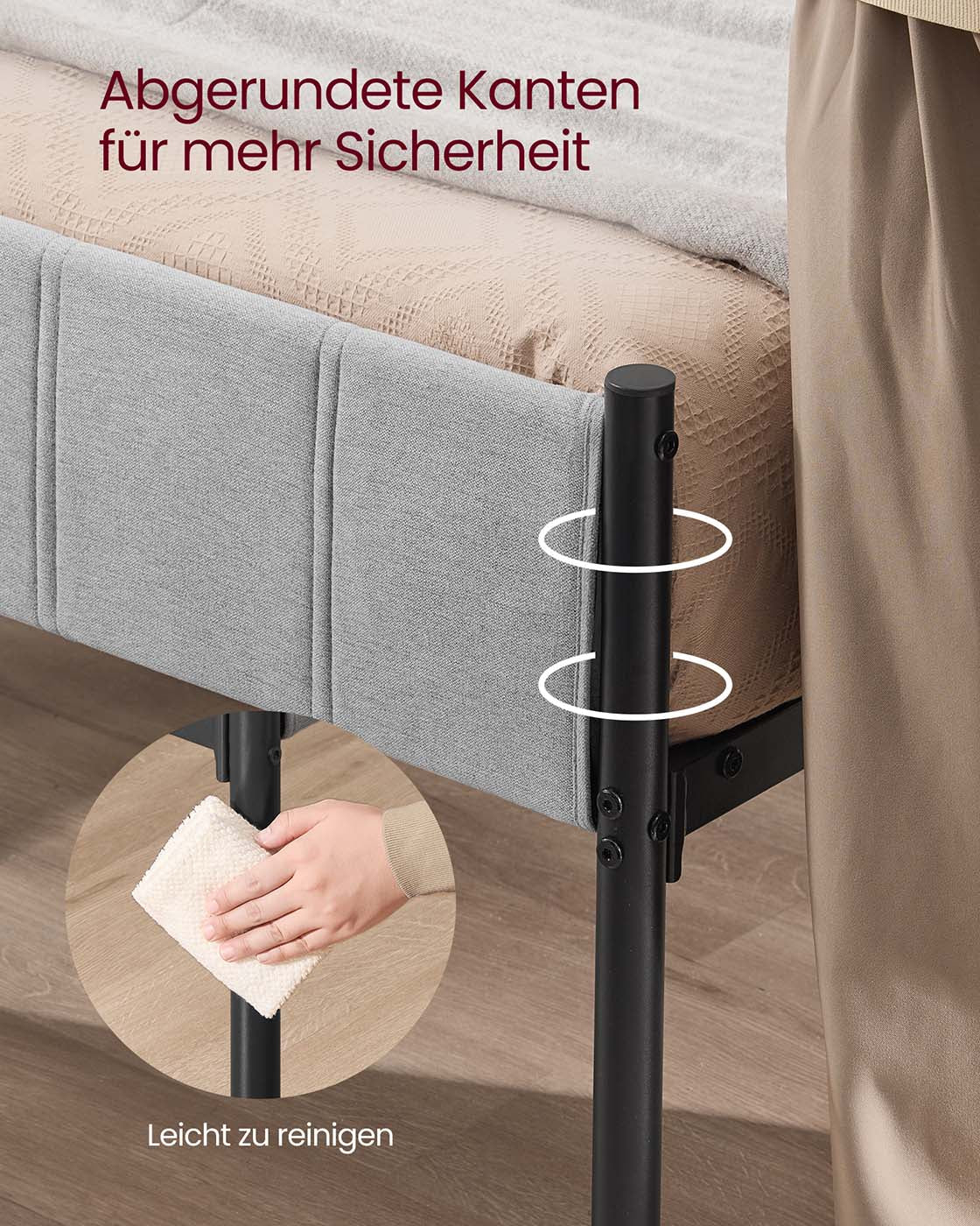 Polsterbett mit Kopfteil – minimalistisch – mit Stauraum, belastbar bis 500 kg – 90/140/160 x 200 cm