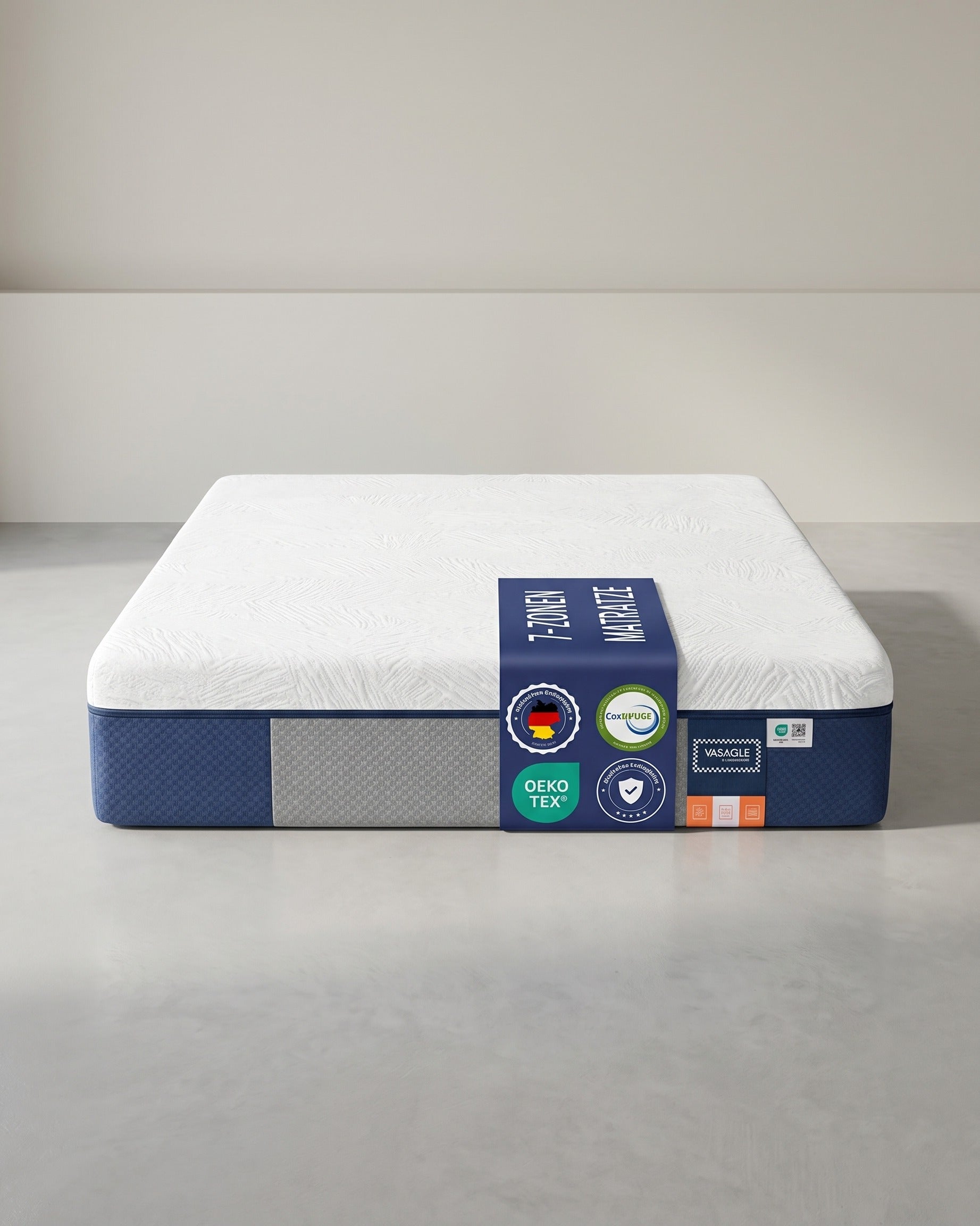 7-Zonen-Matratze – Gel-Memory-Schaum – Druckentlastend – Abnehmbarer Bezug – Komfortschaum – 90 x 200 cm