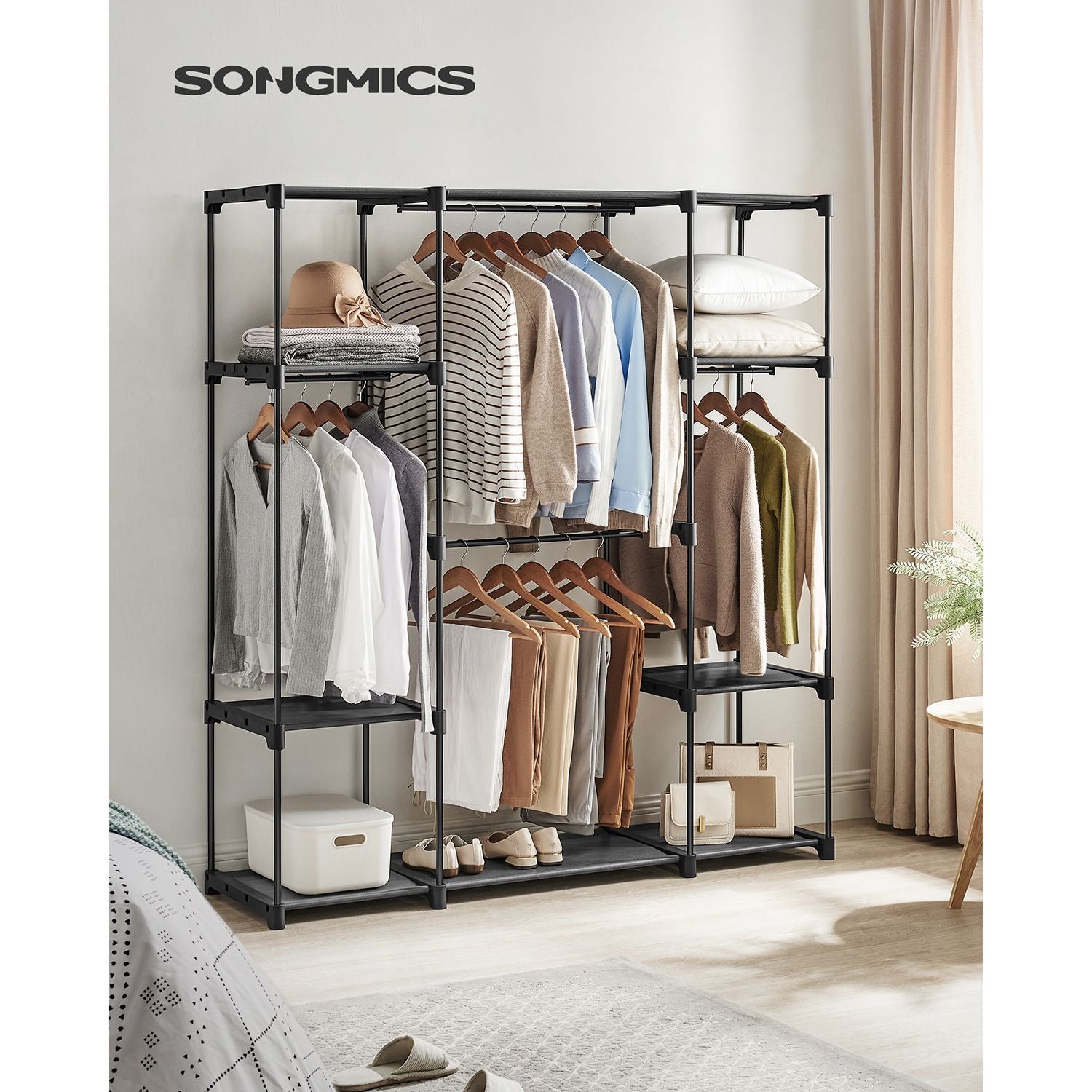 Kleiderschränke – Offener Kleiderschrank – 4 Hängefächer – 43 x 151 x 166 cm