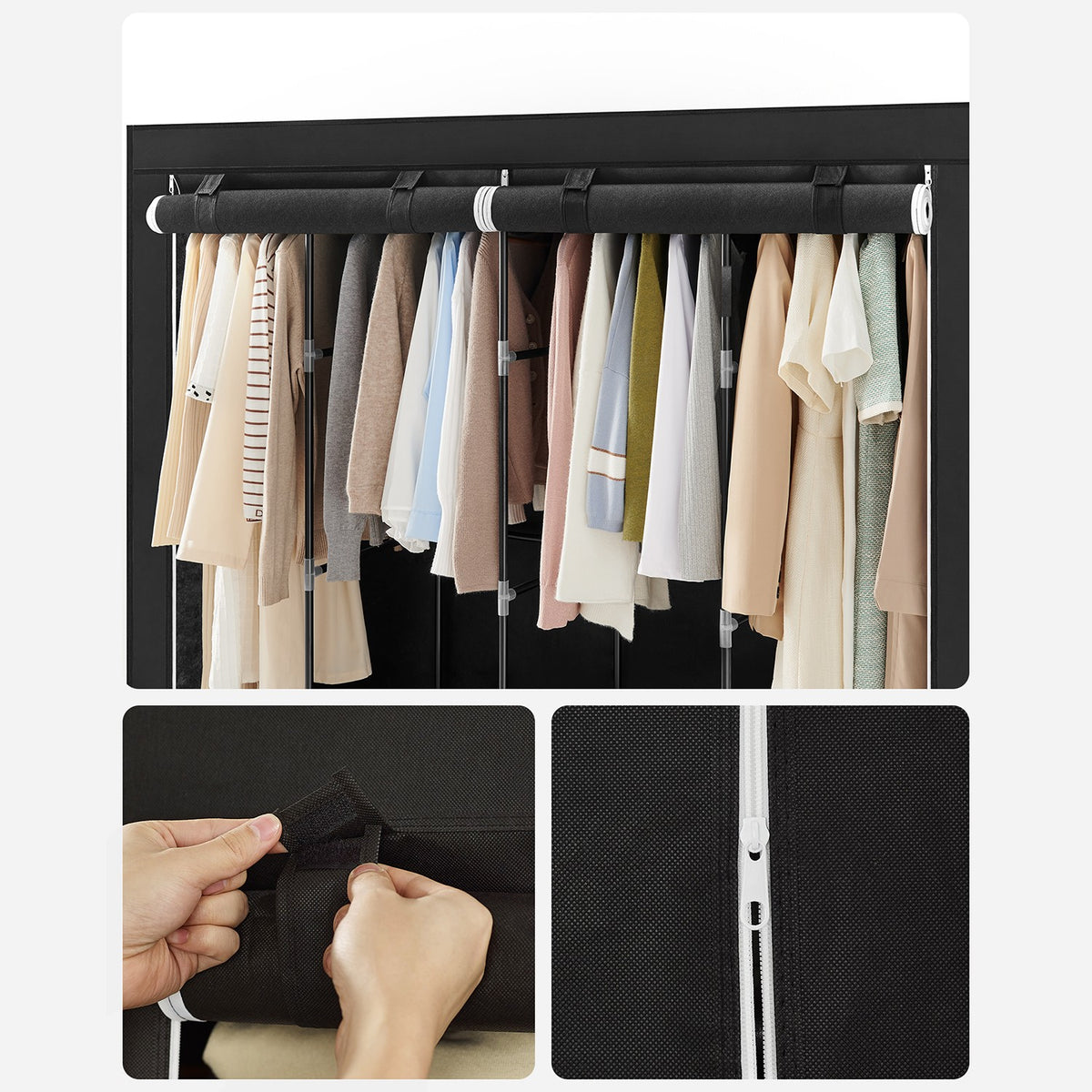 Stoffgarderobe mit Hängefächern und Regalen – Geräumige und praktische Aufbewahrungslösung