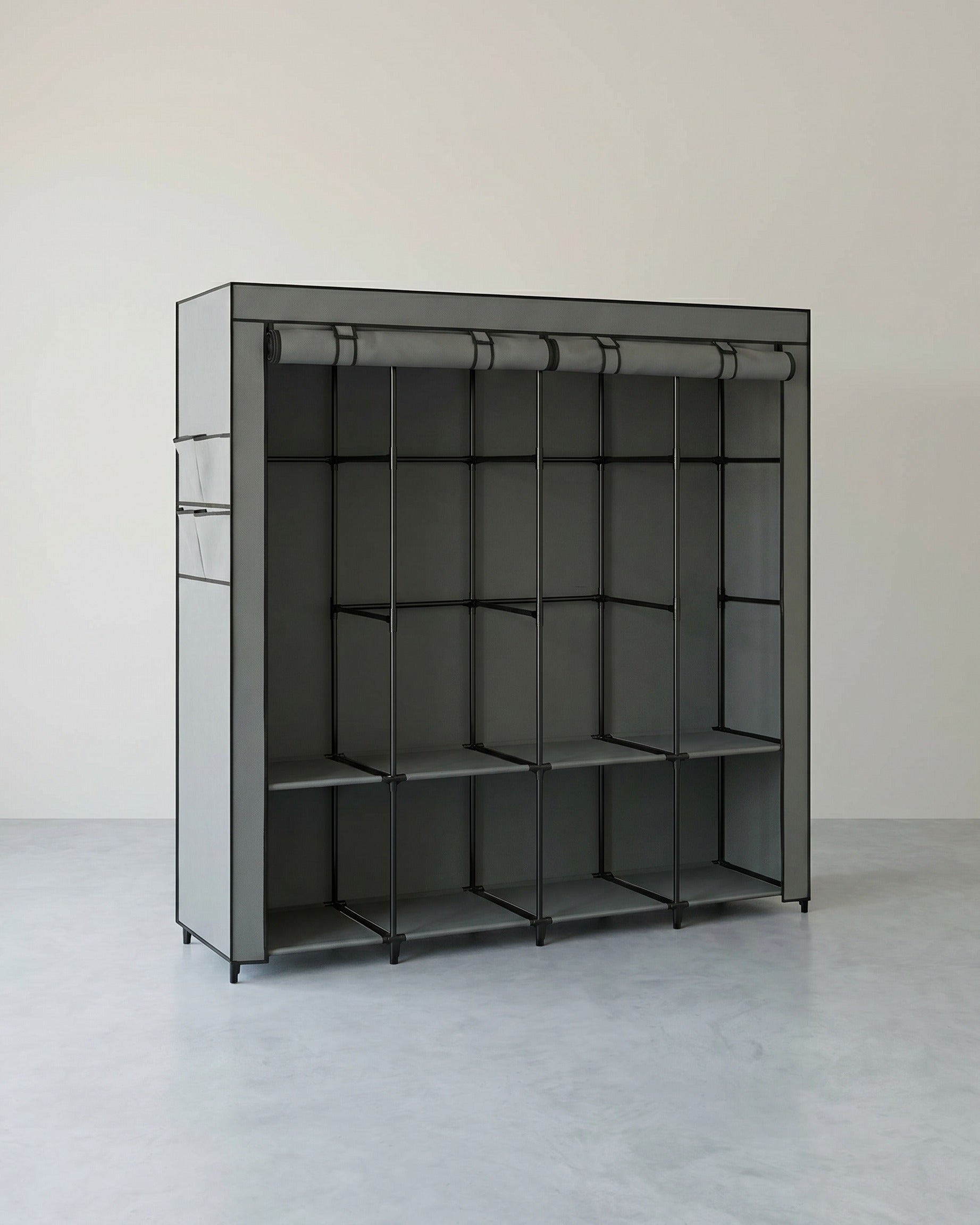 Stoffgarderobe mit Hängefächern und Regalen – Geräumige und praktische Aufbewahrungslösung – Grün