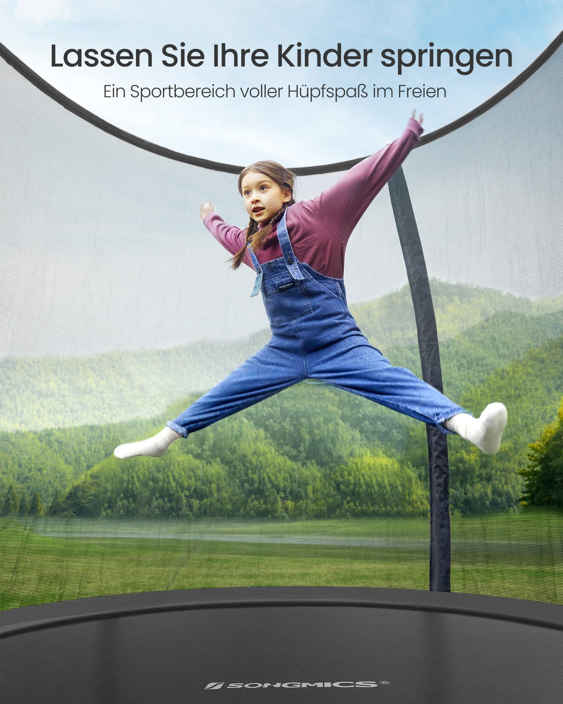 Kompaktes Trampolin Mit Sicherheitsnetz - Gebogene Stangen - Belastbar Bis 80 Kg