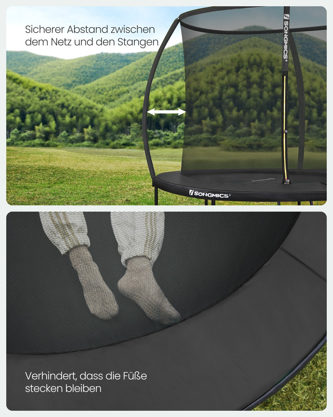 Kompaktes Trampolin Mit Sicherheitsnetz - Gebogene Stangen - Belastbar Bis 80 Kg
