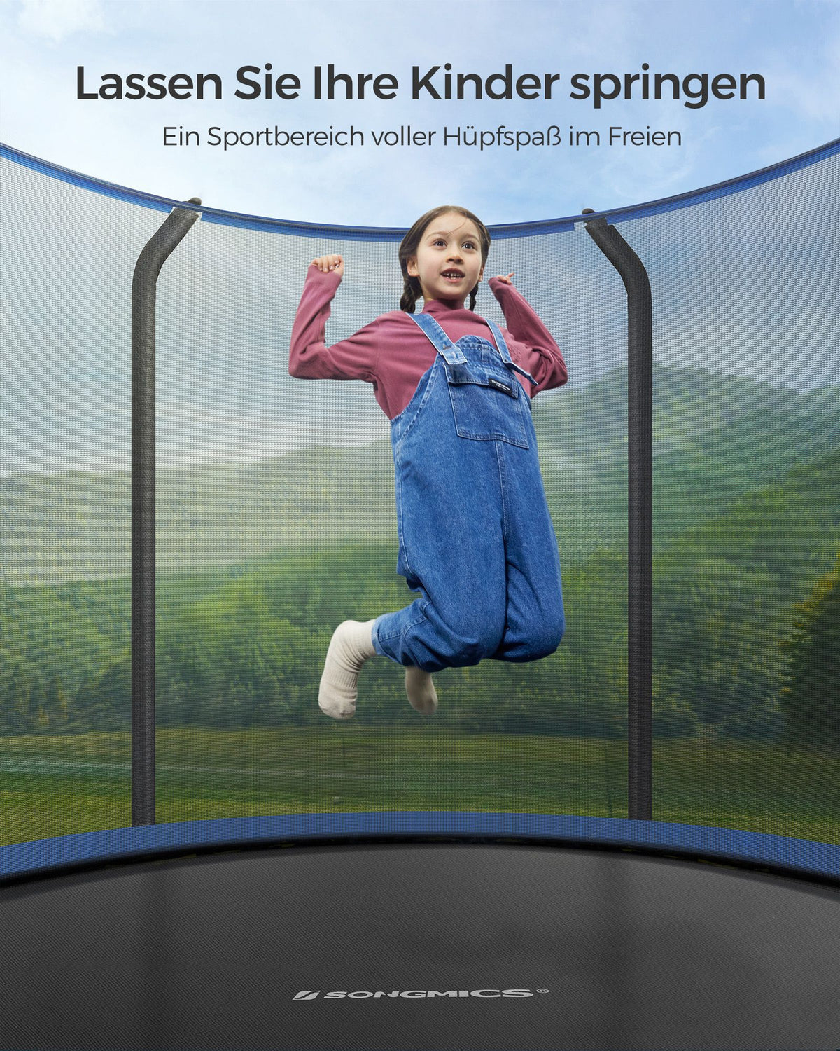 Rundes Trampolin für Kinder – Mit Sicherheitsnetz und Leiter – Erhältlich in 244 cm, 305 cm, 366 cm und 427 cm