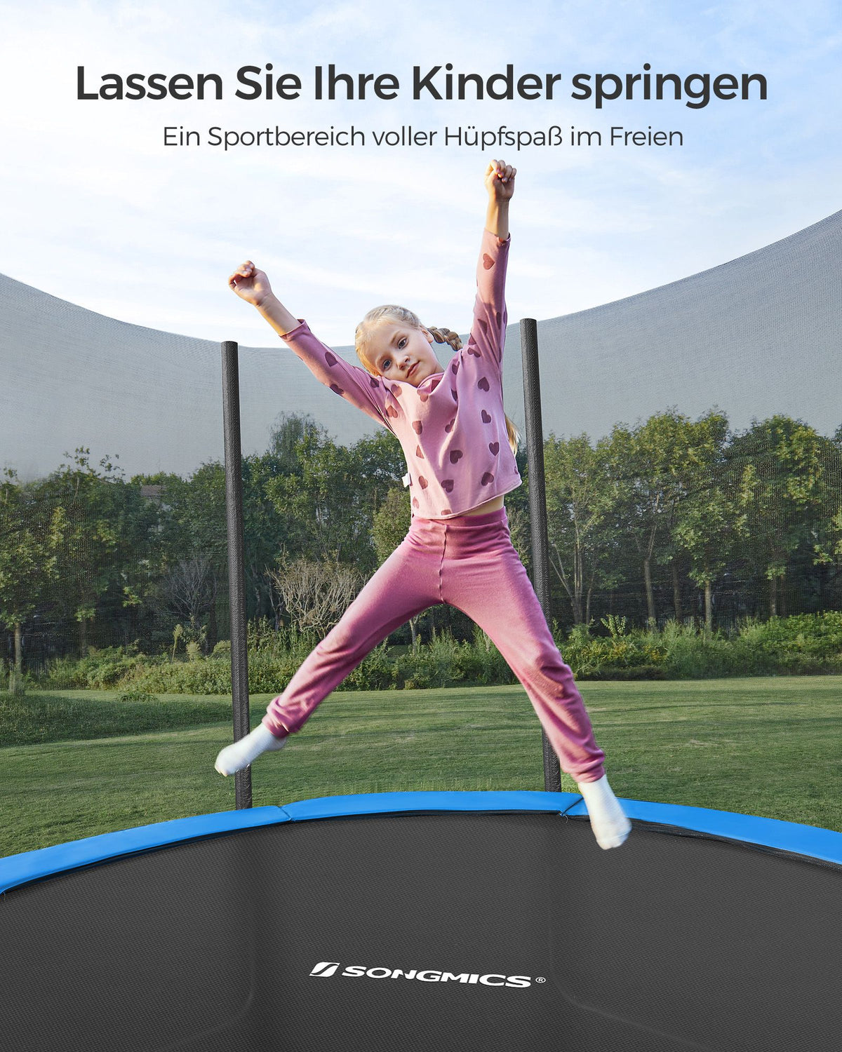 Trampolin mit Sicherheitsnetz – Stabiler Rahmen und gepolsterter Rand